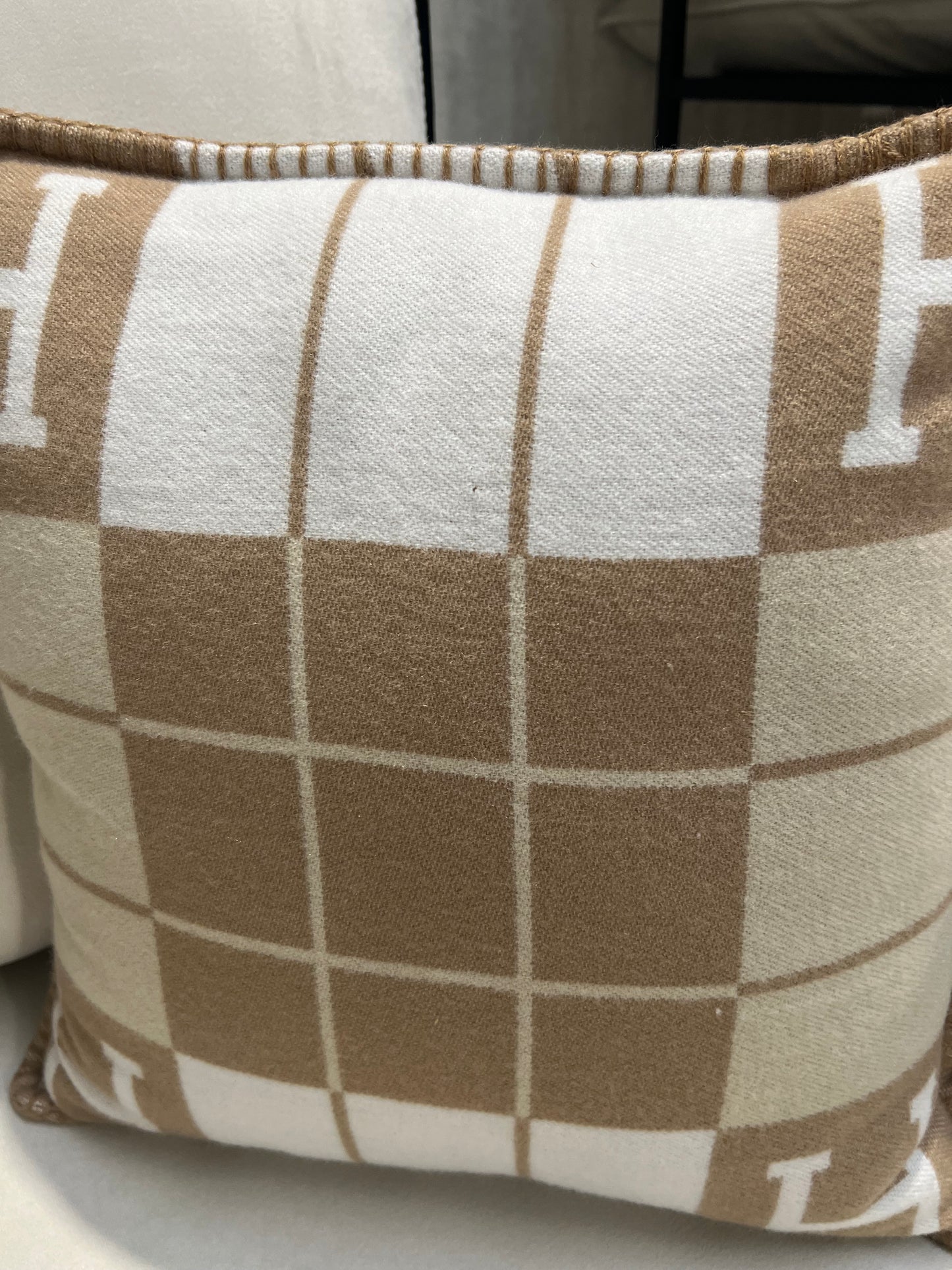 Luxury H Pillow - Beige Plaid