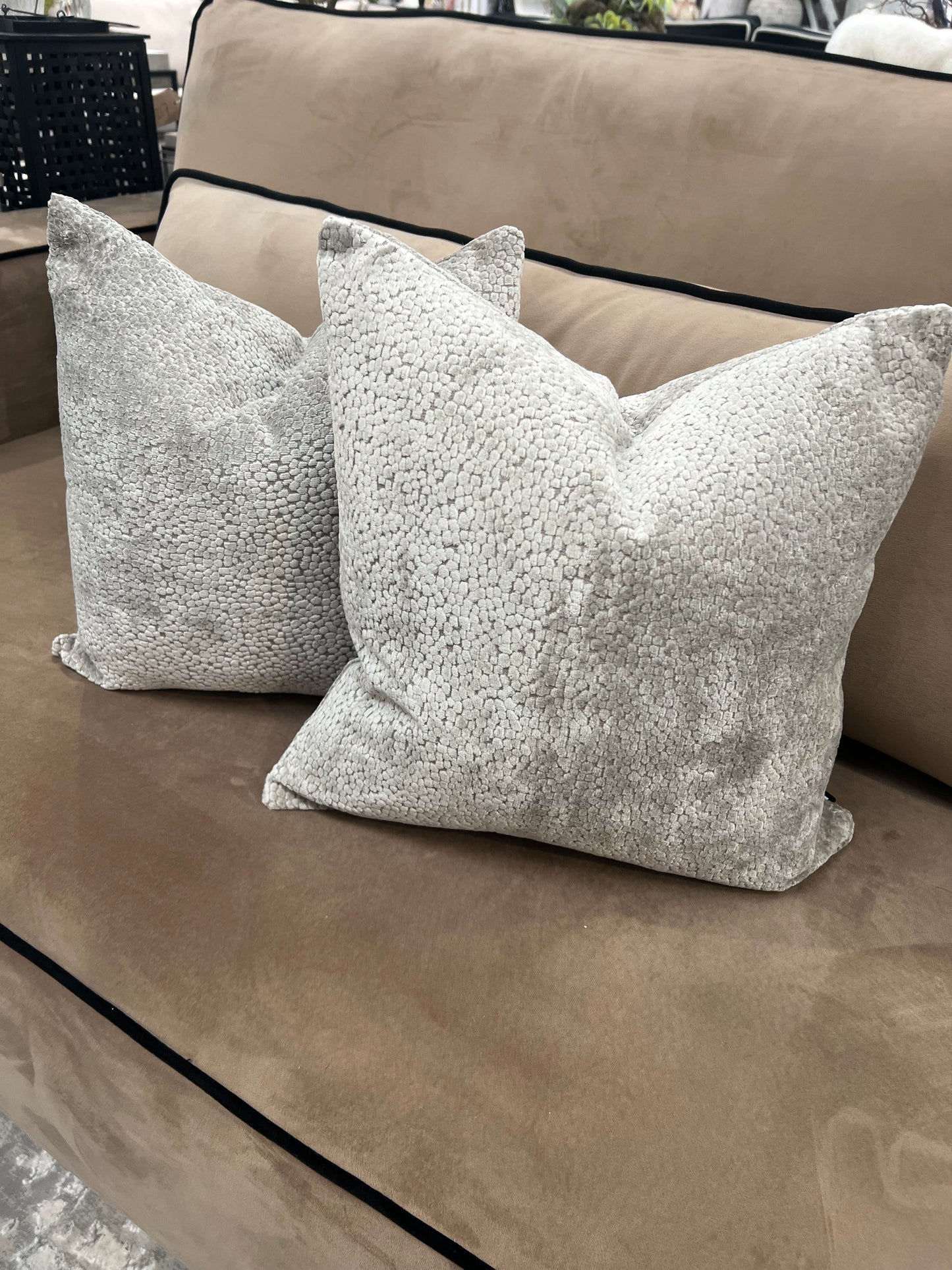 Taupe Bingham Velvet Cushion 16"
