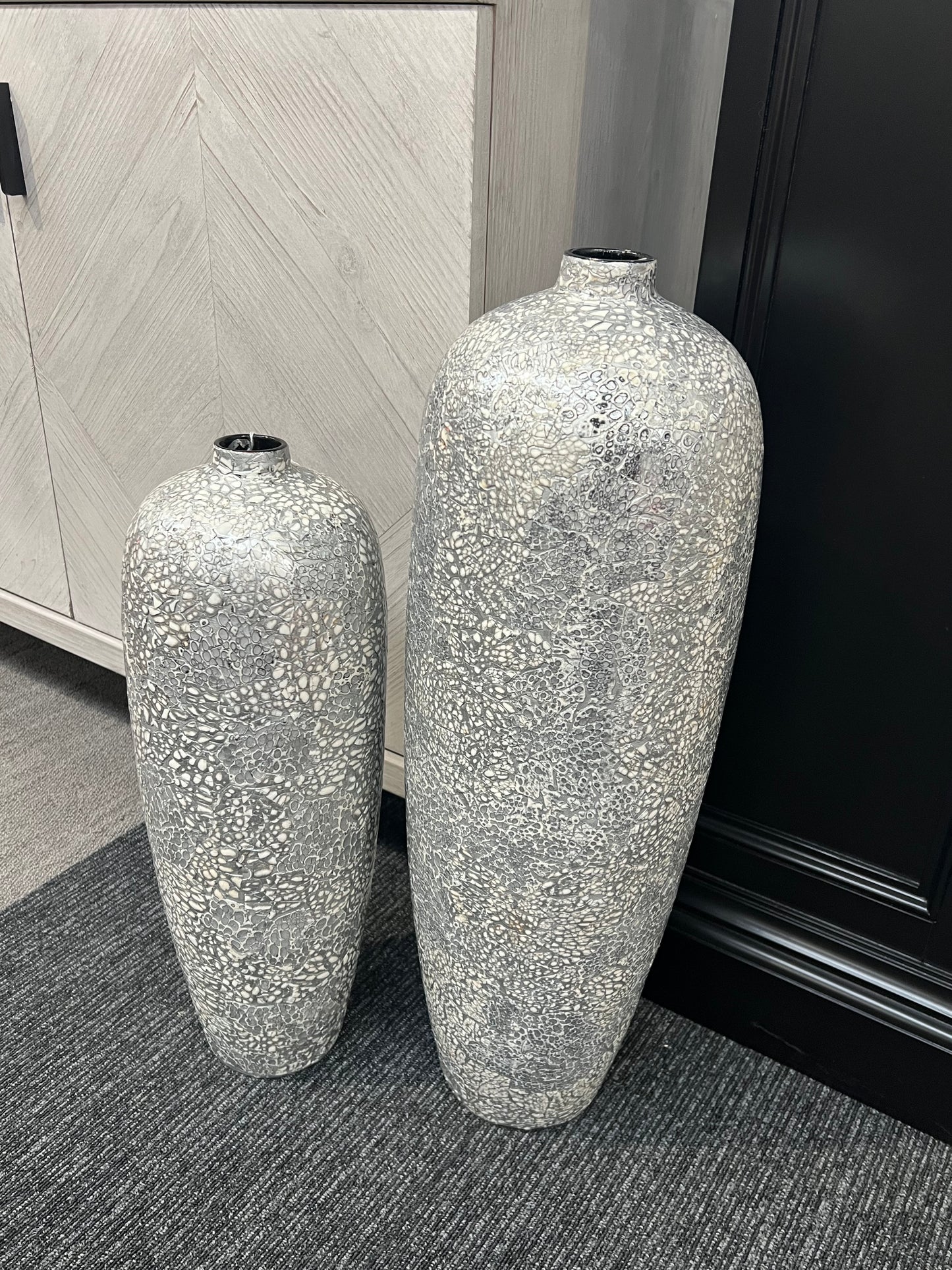 Glazed Grey & White Speckled Vase