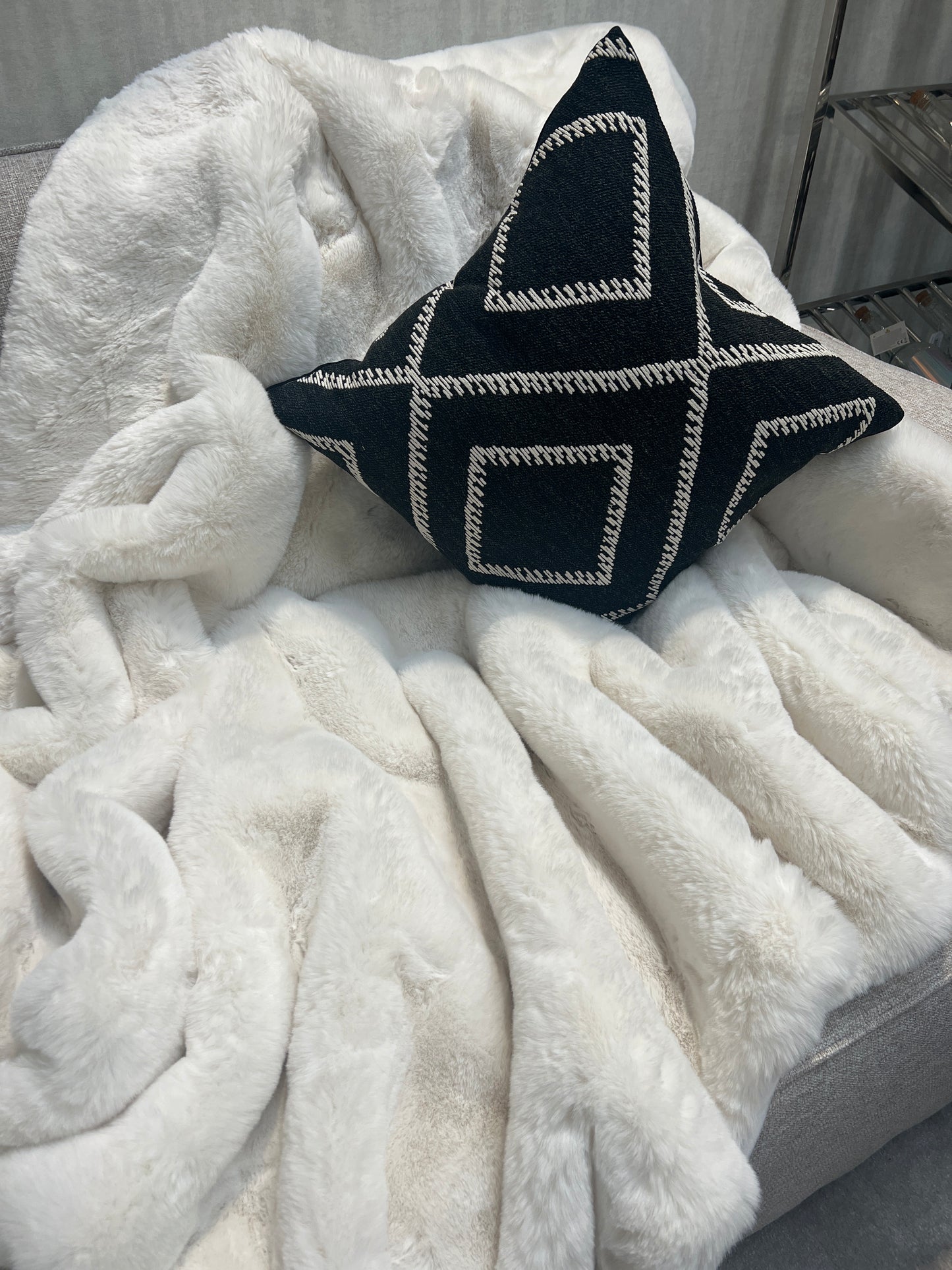 Extra Thick Faux Fur Cream Throw