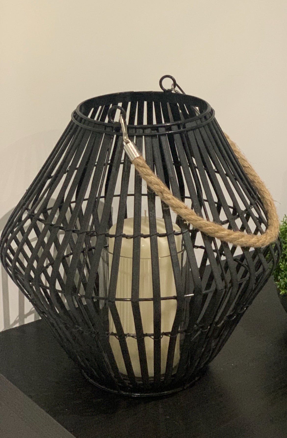 Black Rattan Lantern