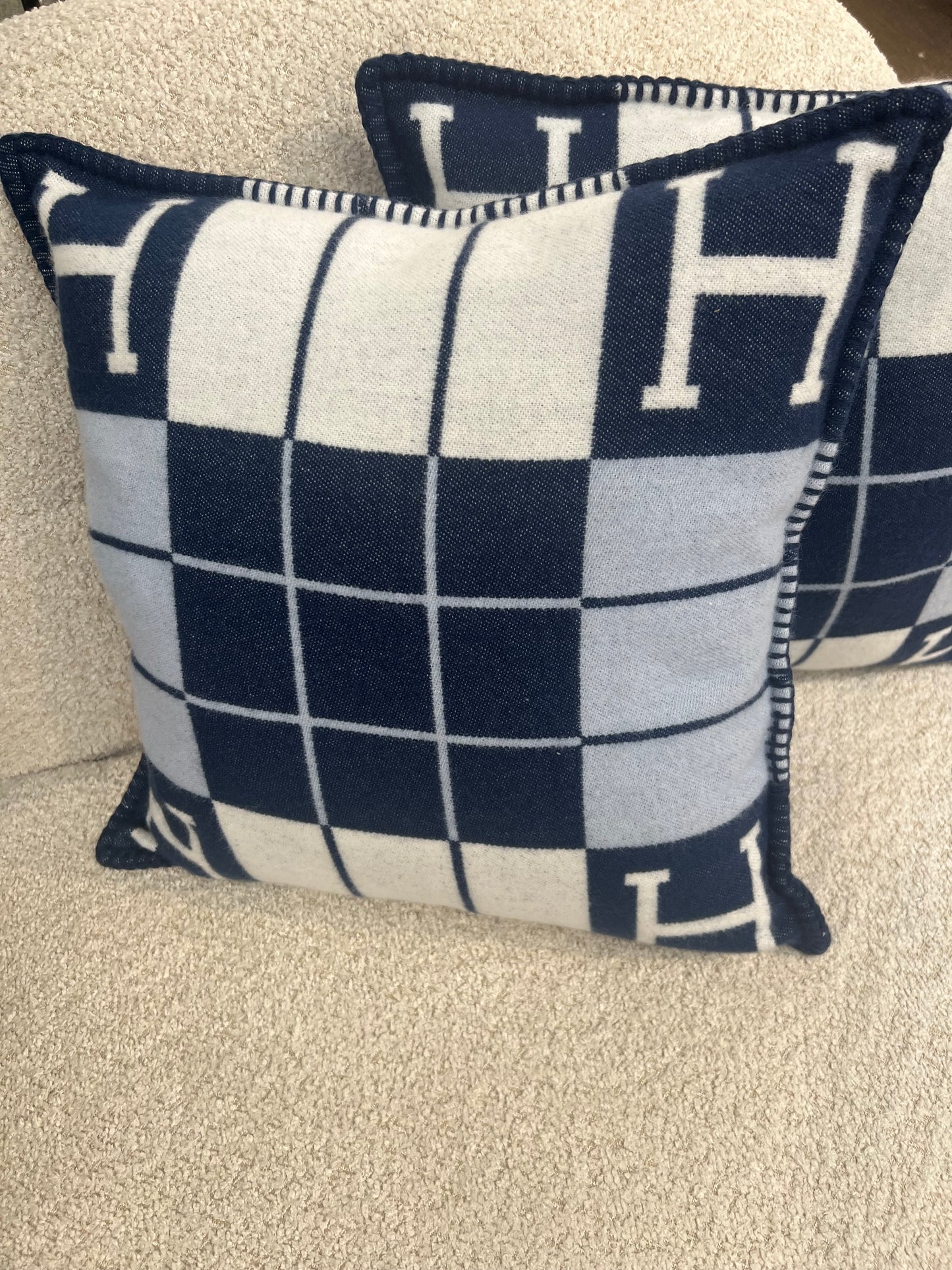 Luxury H Pillow - Blue Plaid