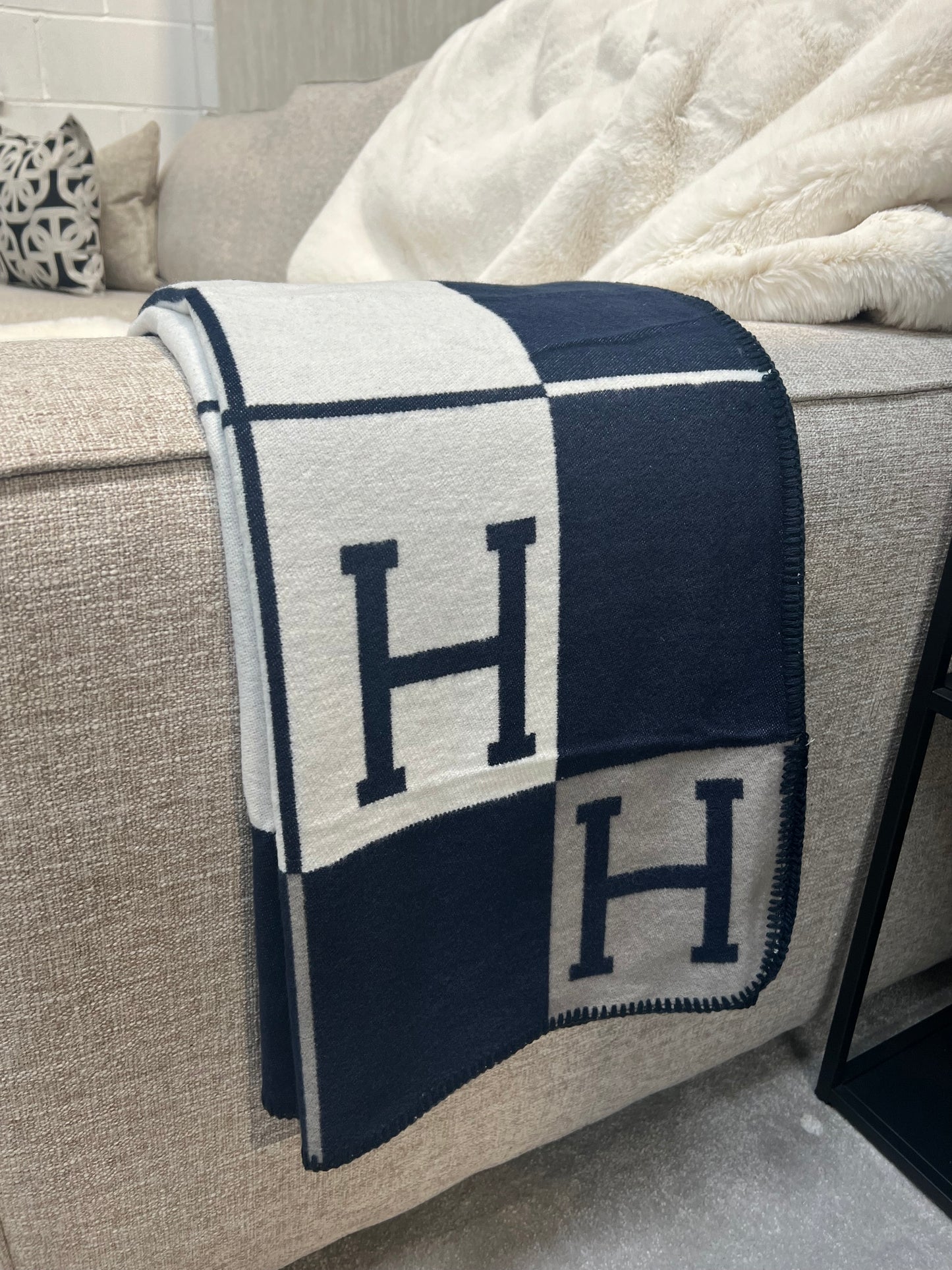 Luxury H Throw - Blue Plaid