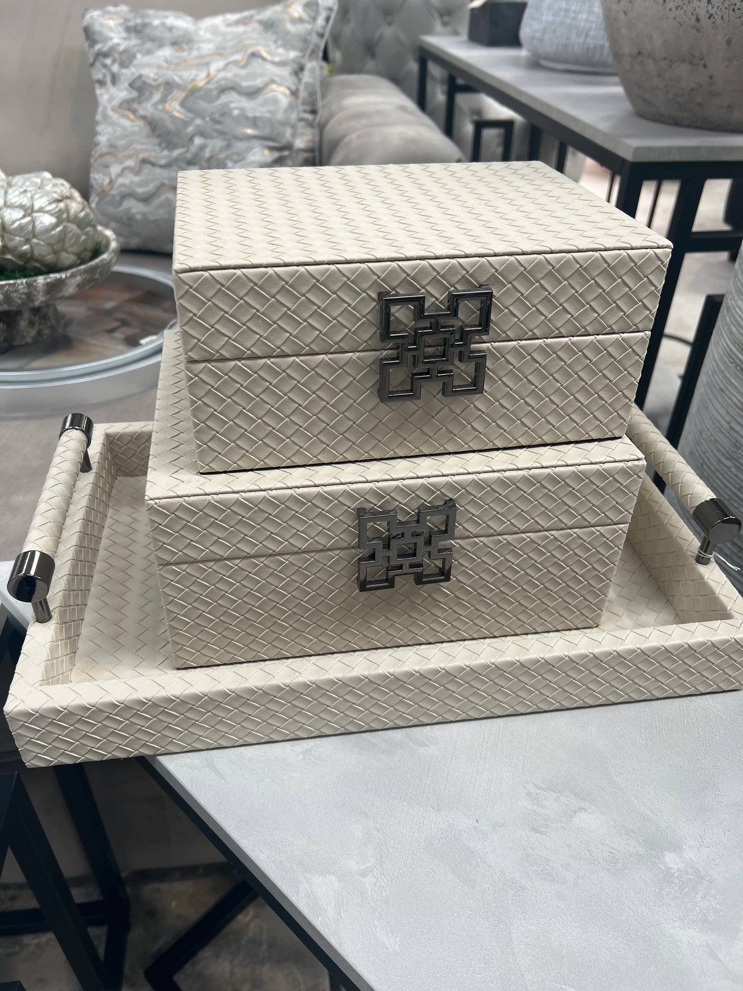 Set of 2 Cream Jewellery Boxes