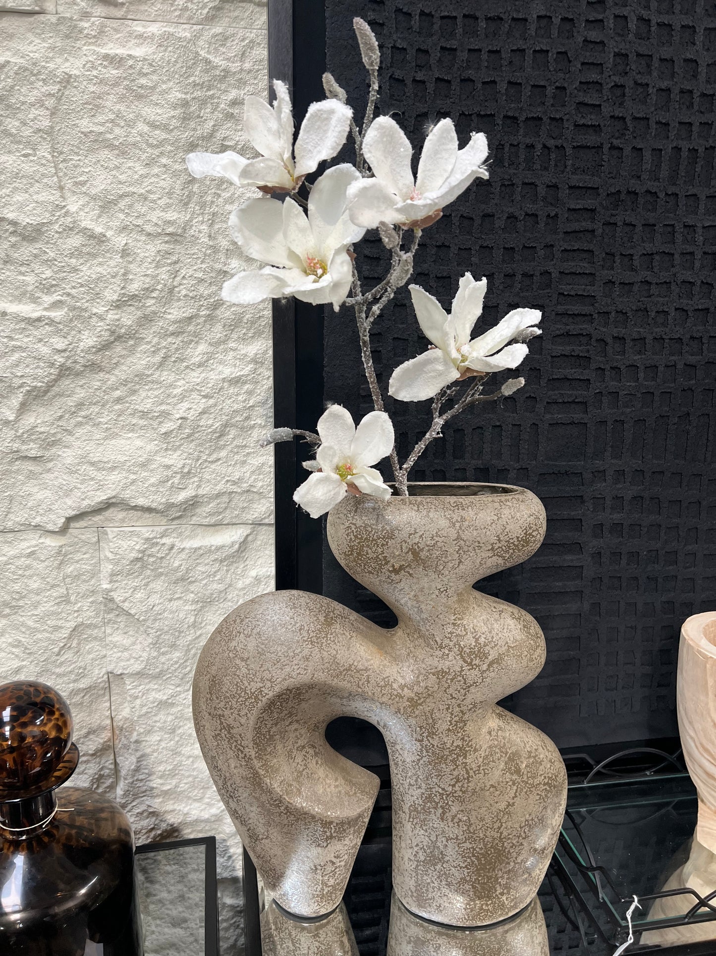 White Real Touch Frosted Magnolia Spray