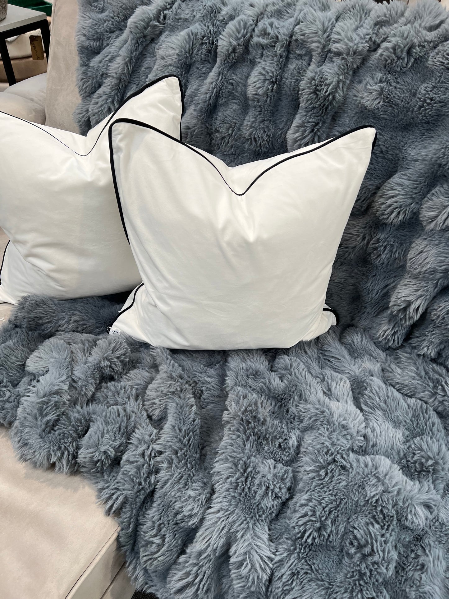 Grey Chunky Ribbed Faux Fur Throw