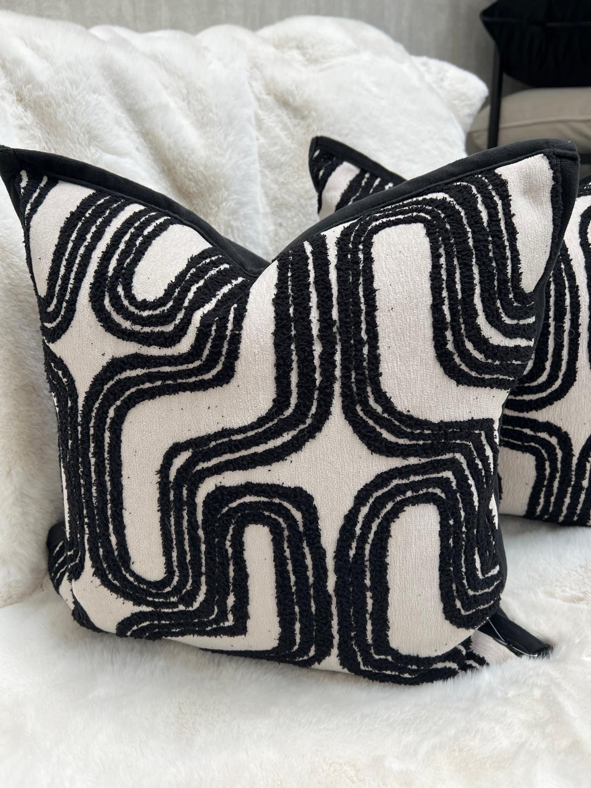 Black & White Abstract Cushion 18"