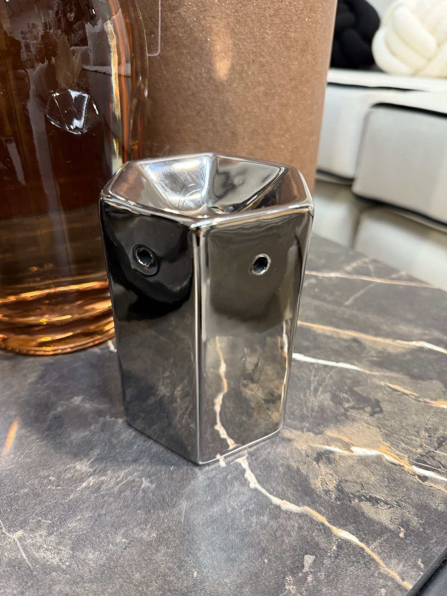 Chrome Hexagon Wax Burner