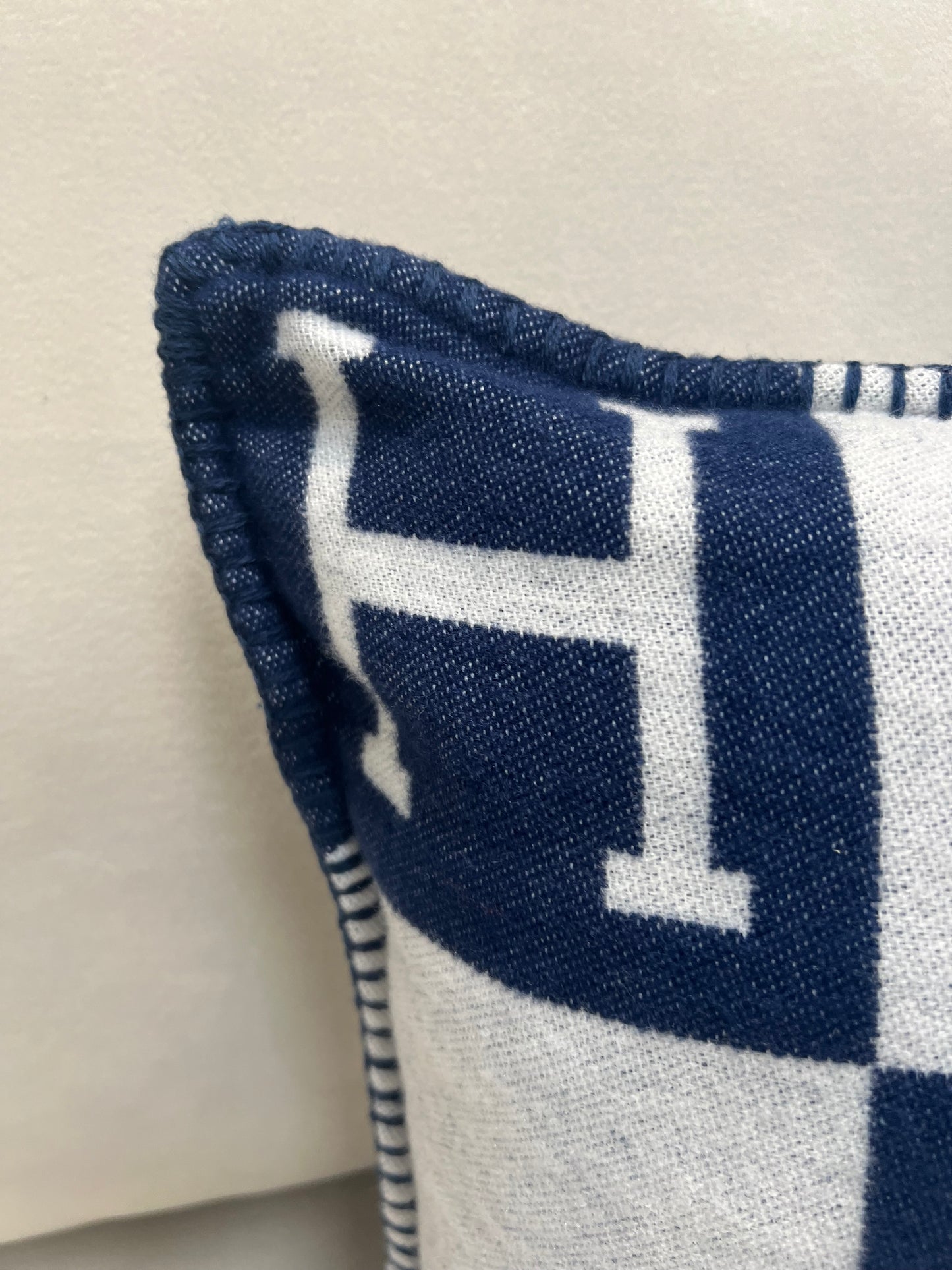 Luxury H Pillow - Navy & White