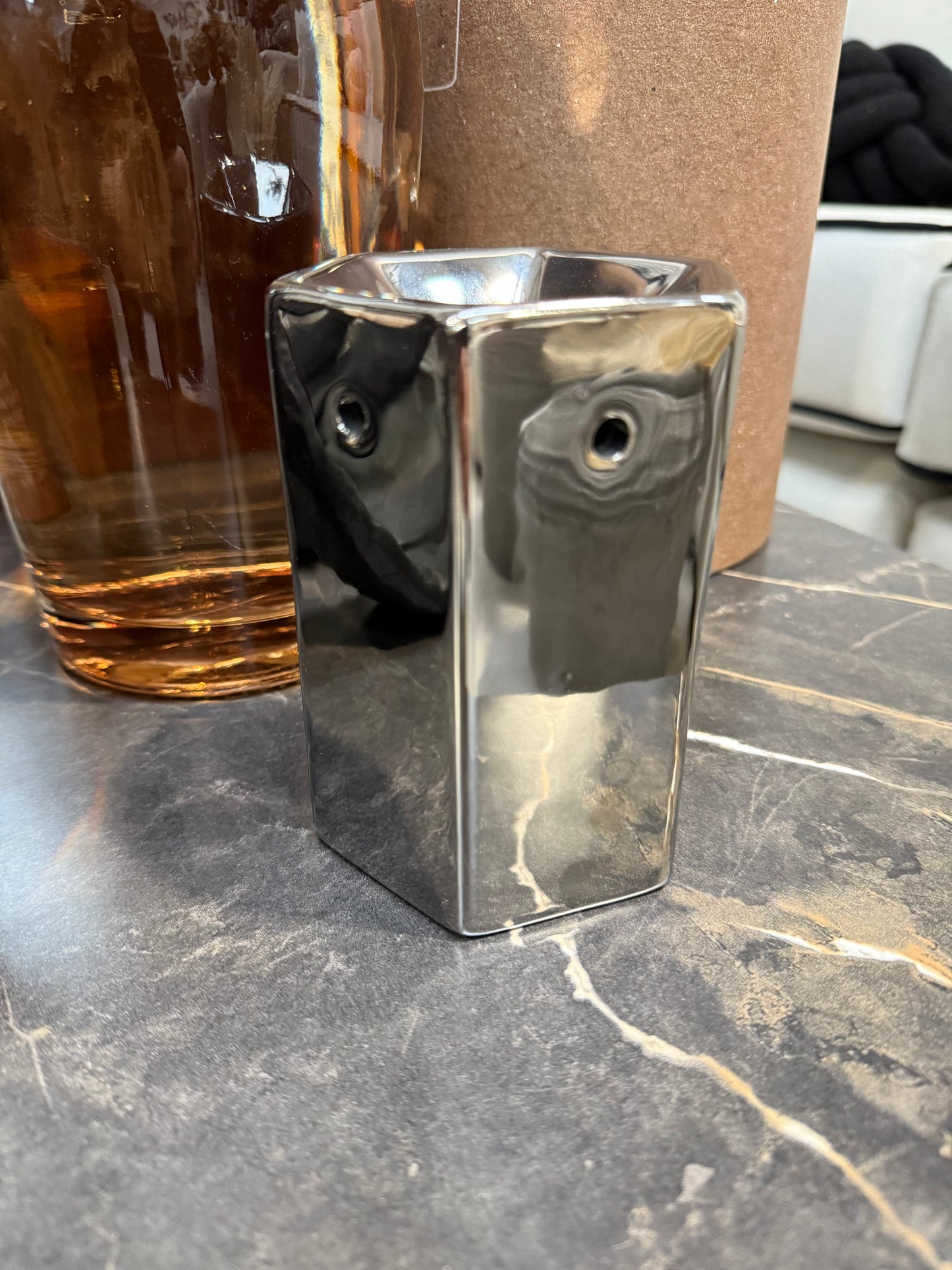 Chrome Hexagon Wax Burner