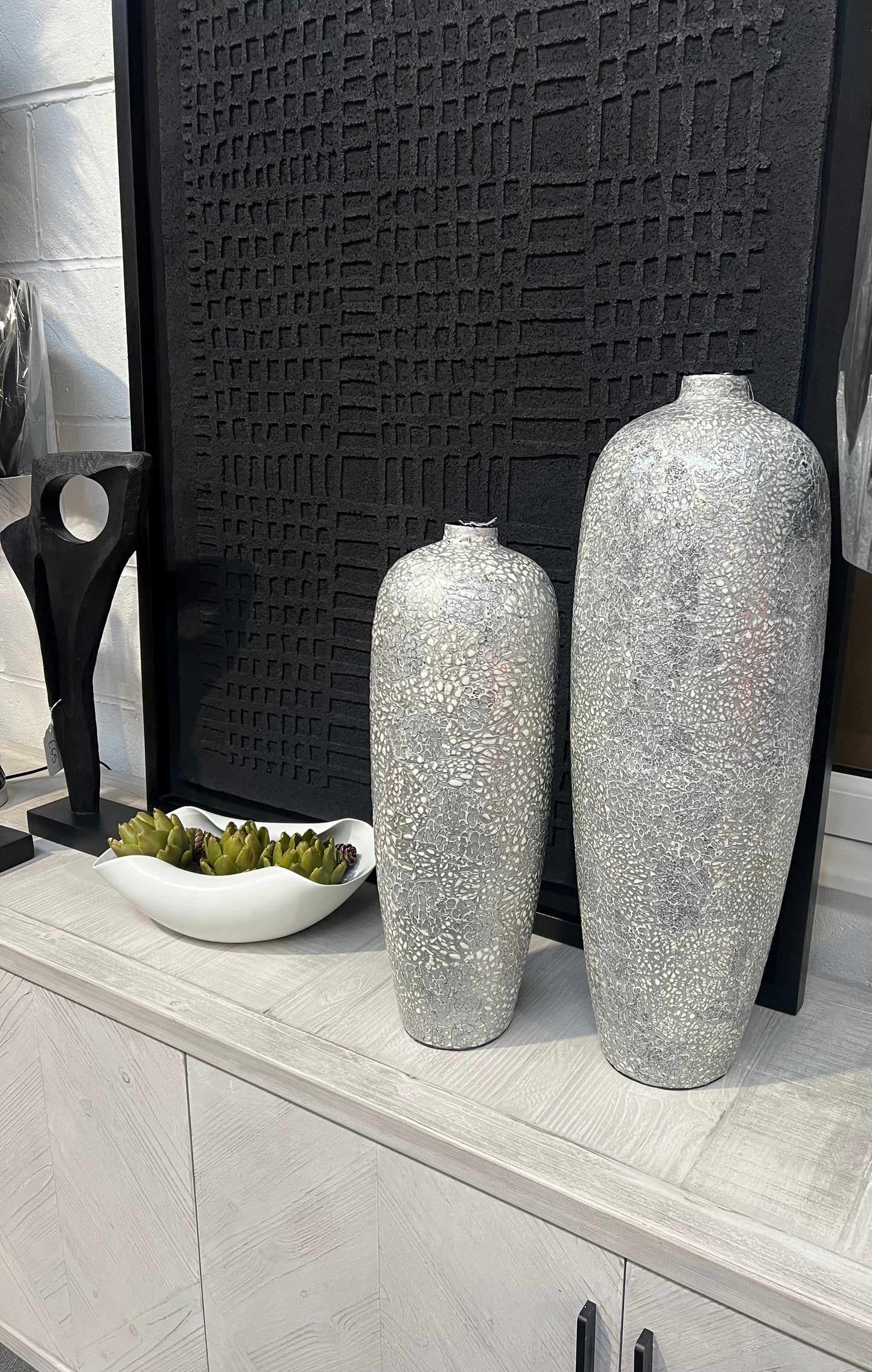 Glazed Grey & White Speckled Vase