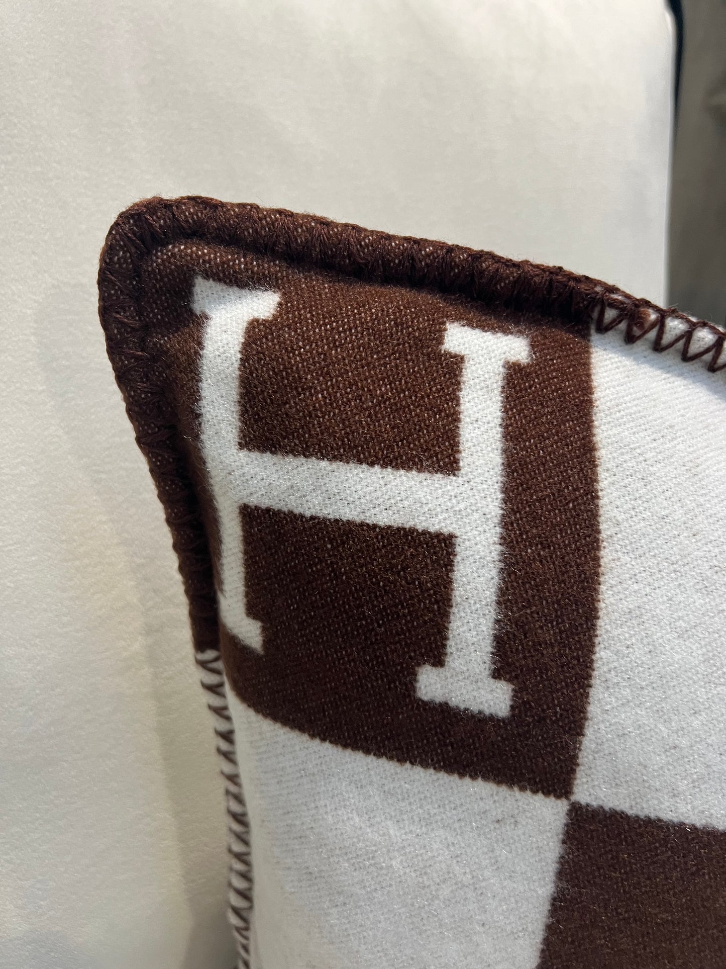 Luxury H Pillow - Brown & White