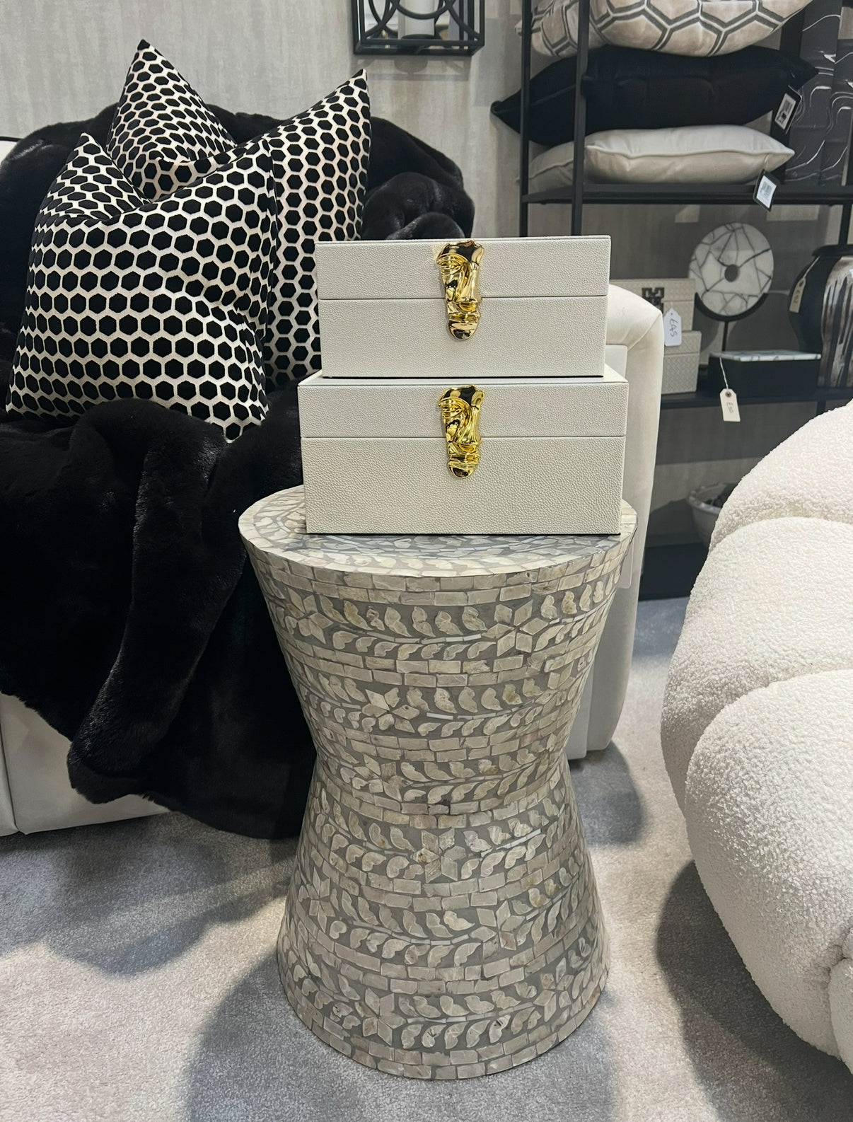 Birch Capiz Stool