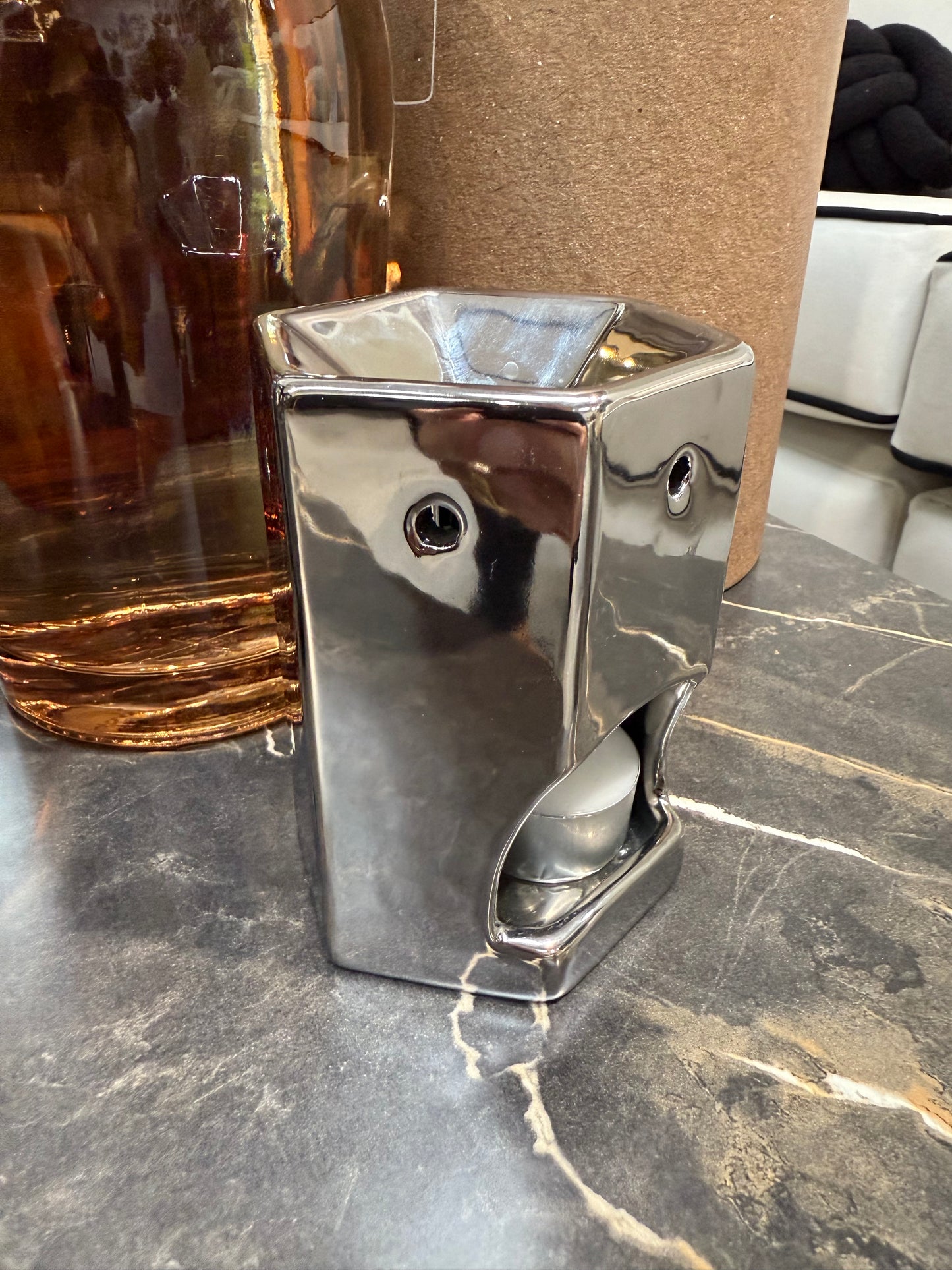 Chrome Hexagon Wax Burner