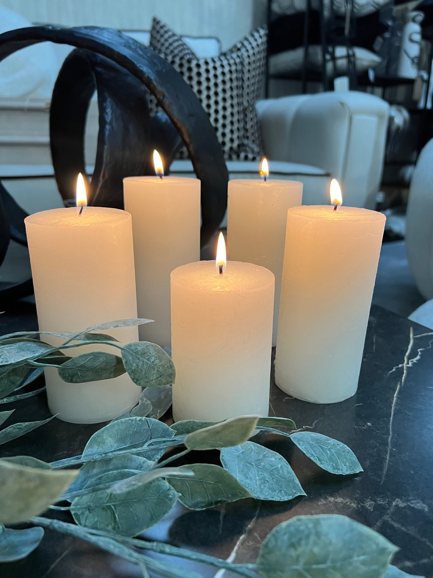 Set of 5 White Candles