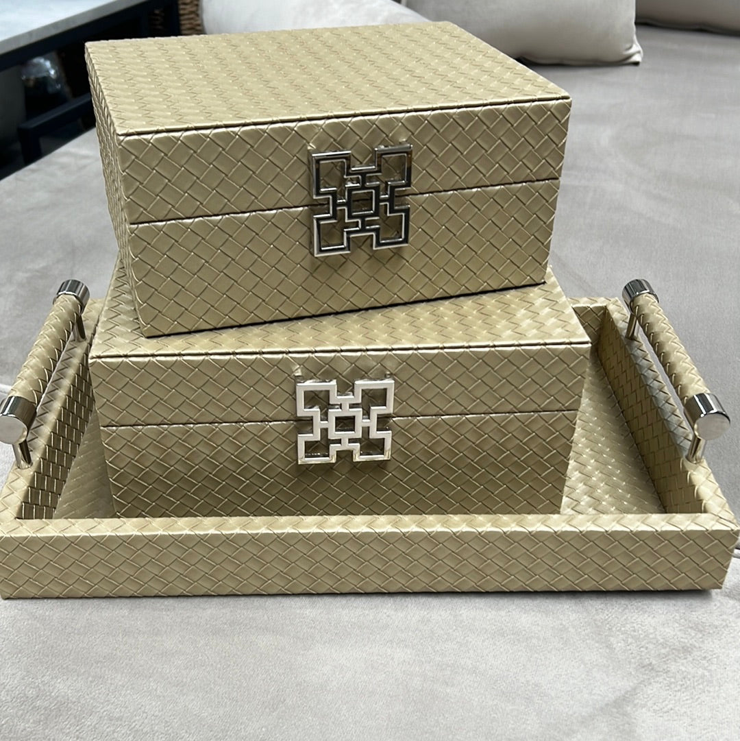 Gold Faux Leather Tray