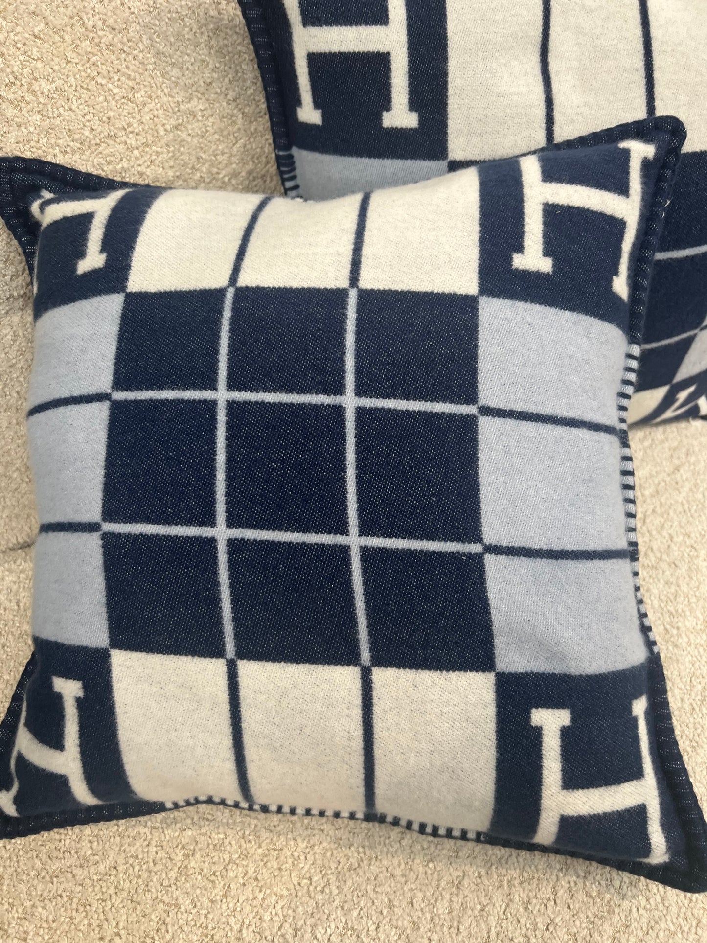 Luxury H Pillow - Blue Plaid