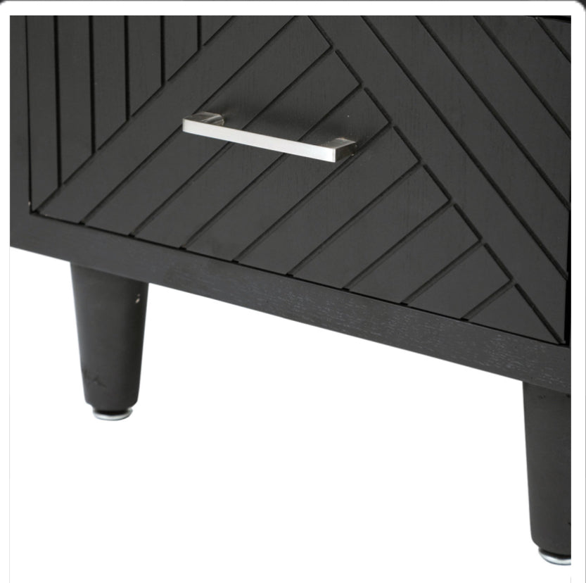 Ebony Black Bevelled Bedside Table