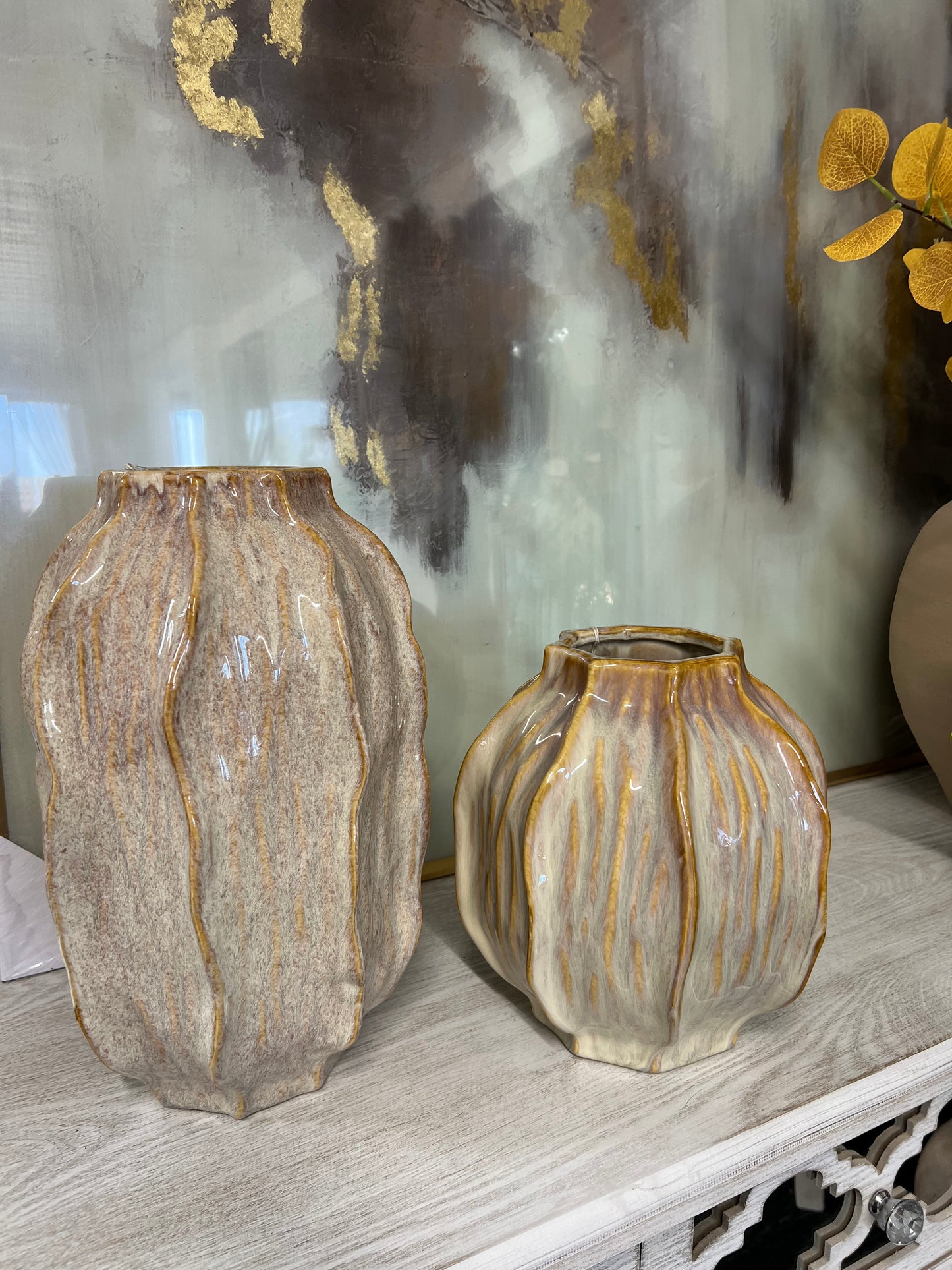 Sabbia Collection Squat Seed Pod Vase