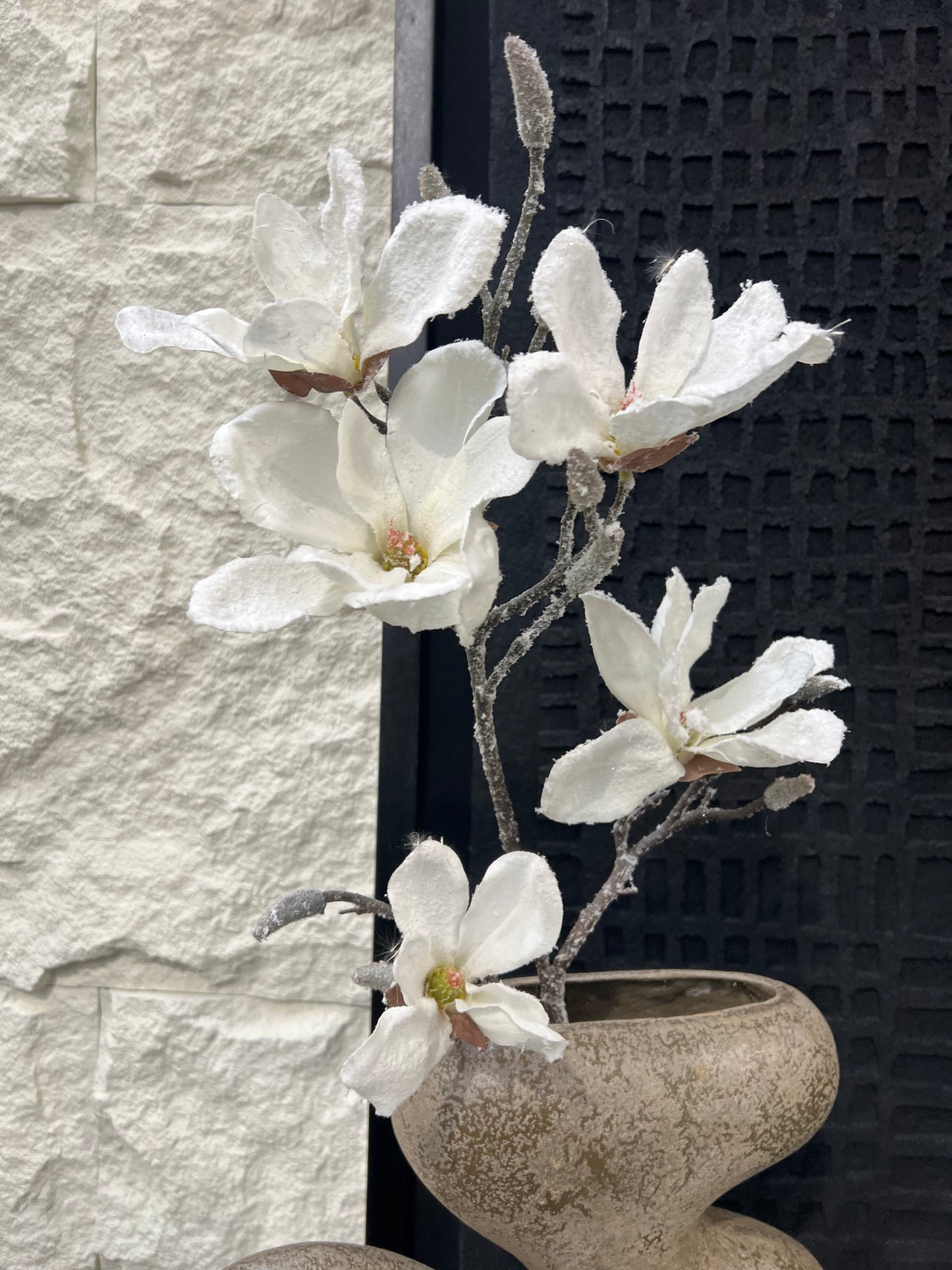 White Real Touch Frosted Magnolia Spray