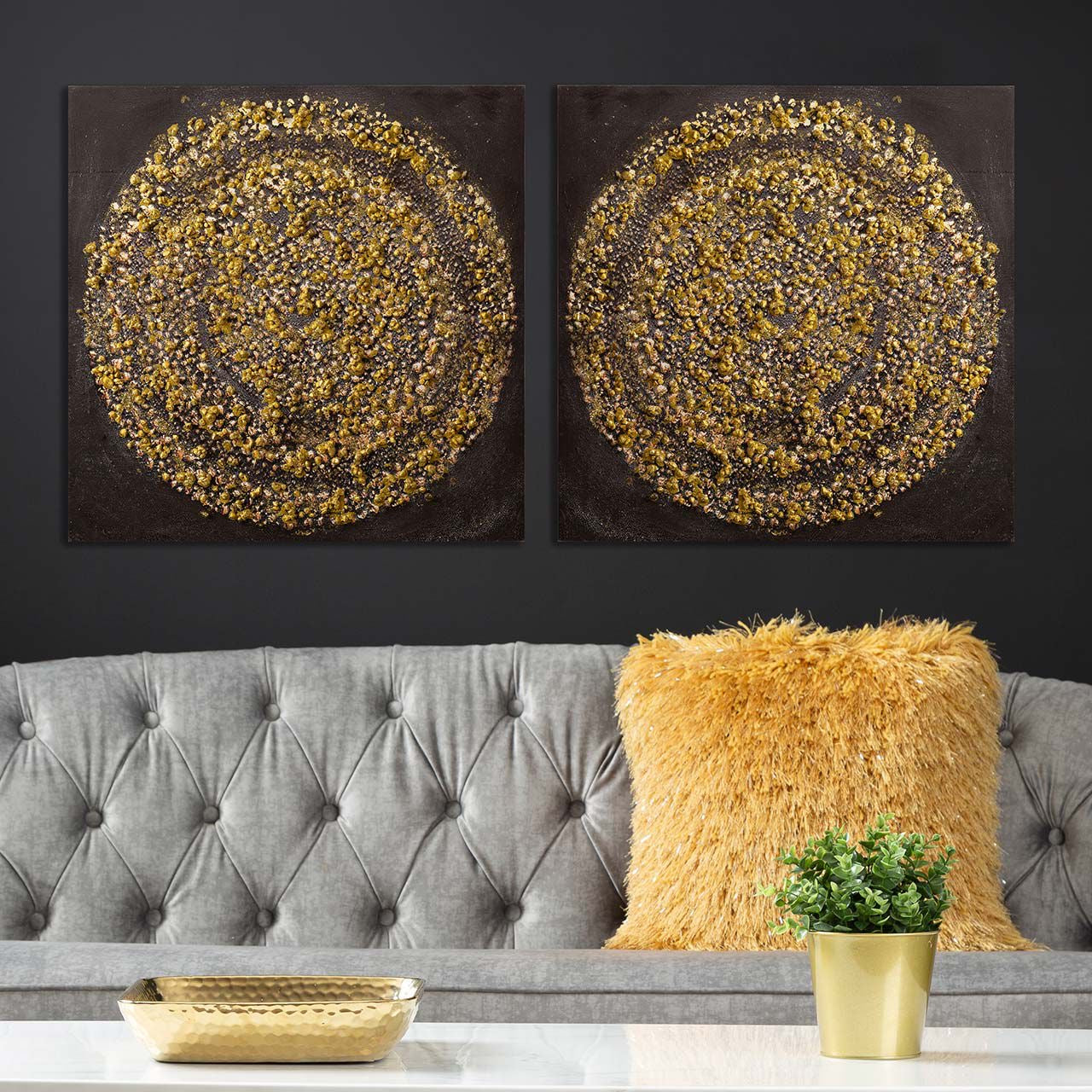 Black And Gold Blast Canvas Picture