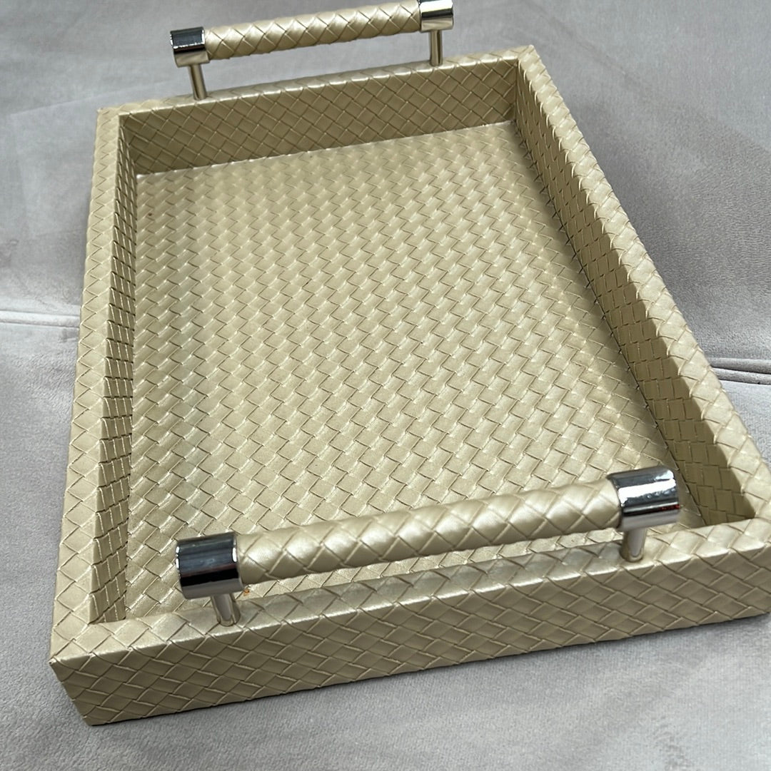 Gold Faux Leather Tray