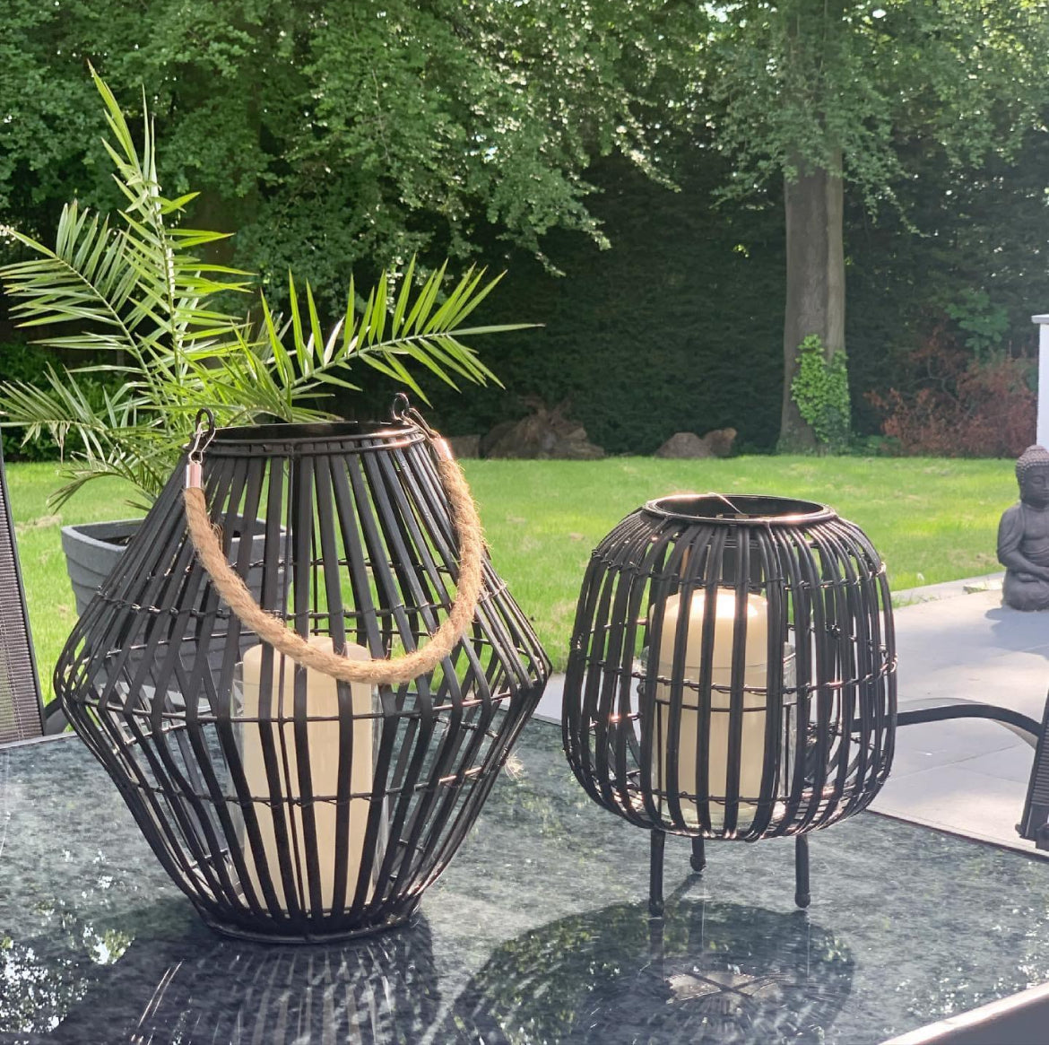 Black Rattan Lantern