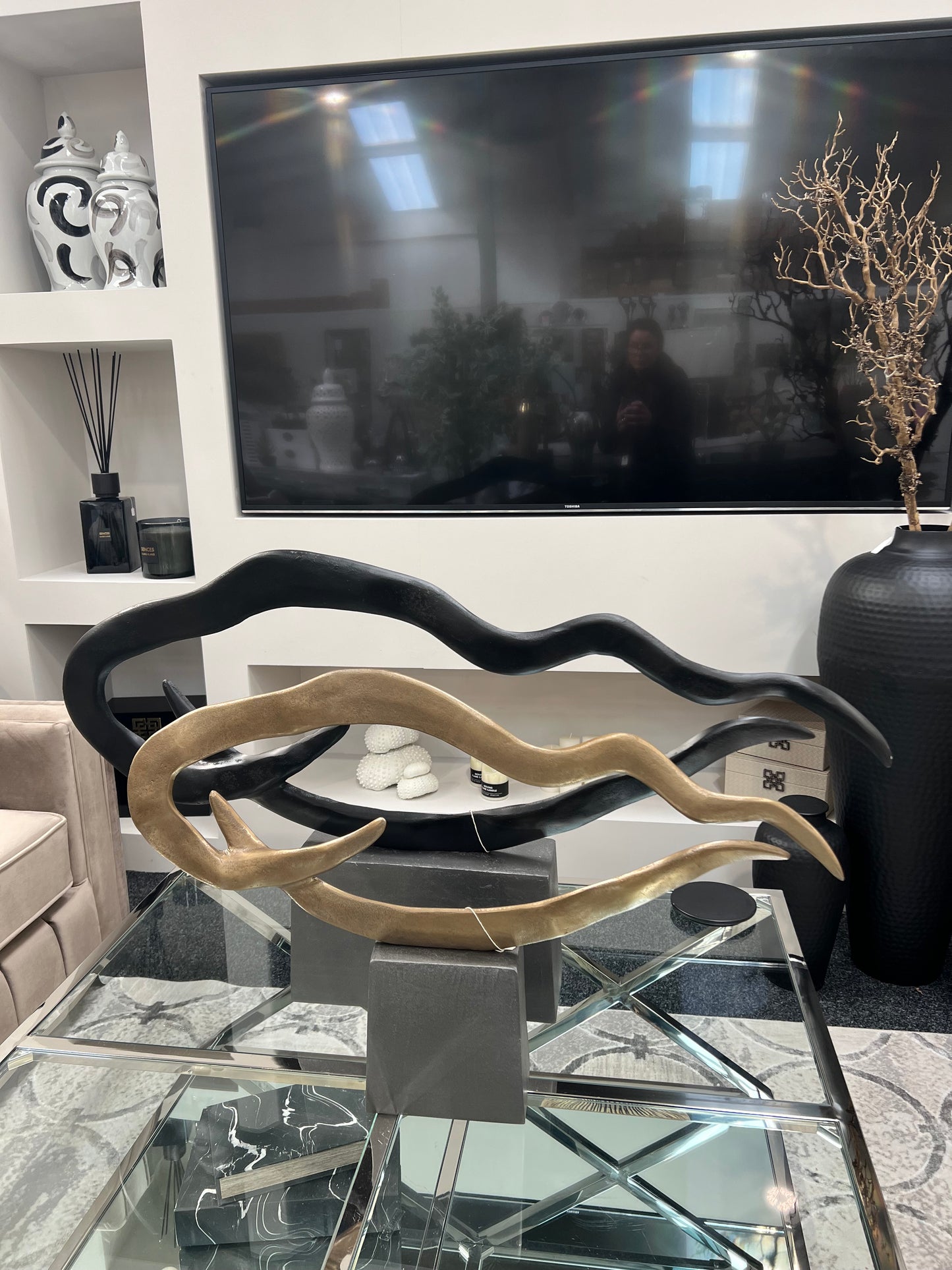 Azura Small Textured Brass Aluminium Abstract Sculpture