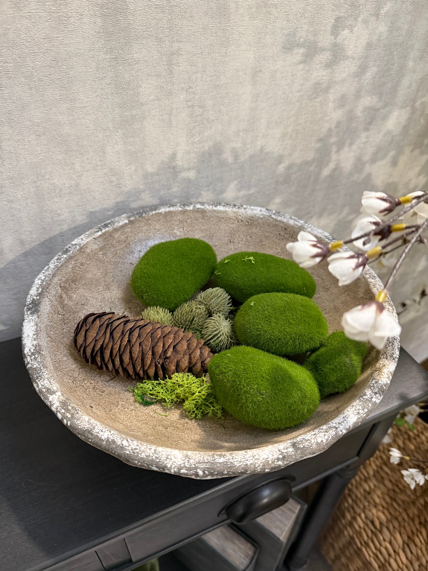 Distressed Footed Cement Bowl