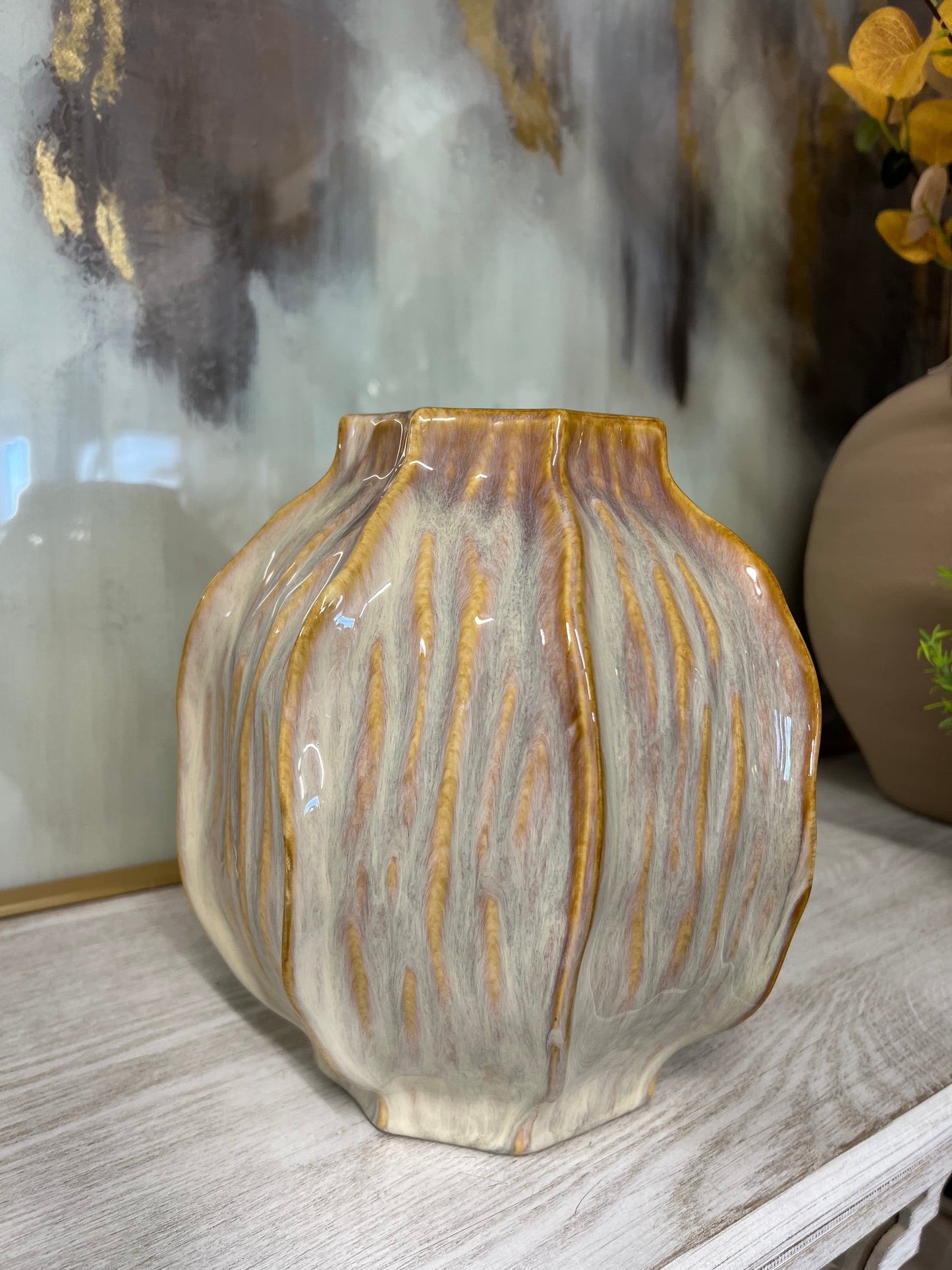 Sabbia Collection Squat Seed Pod Vase