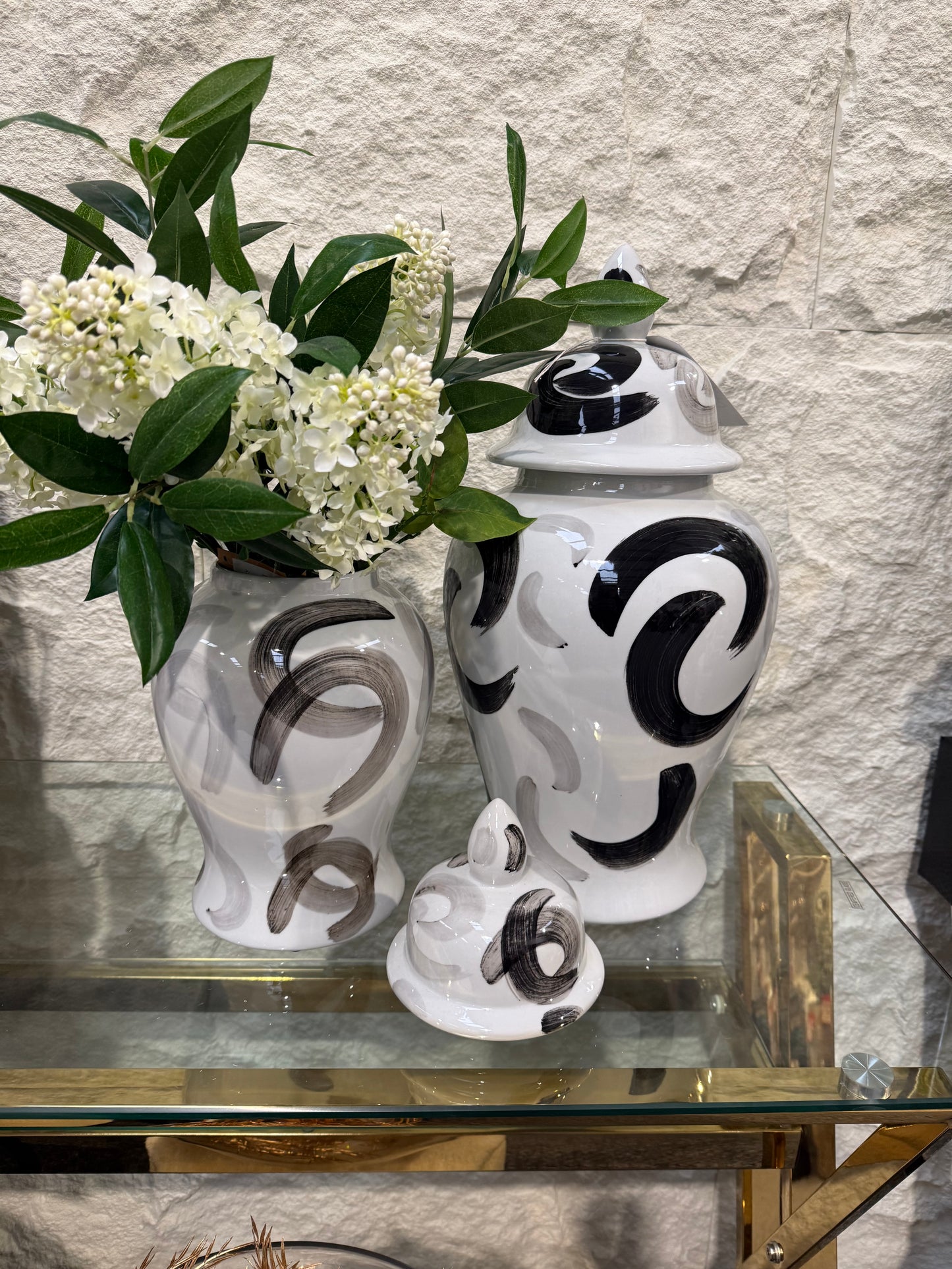 Ginger Jars Black/ White Swirl