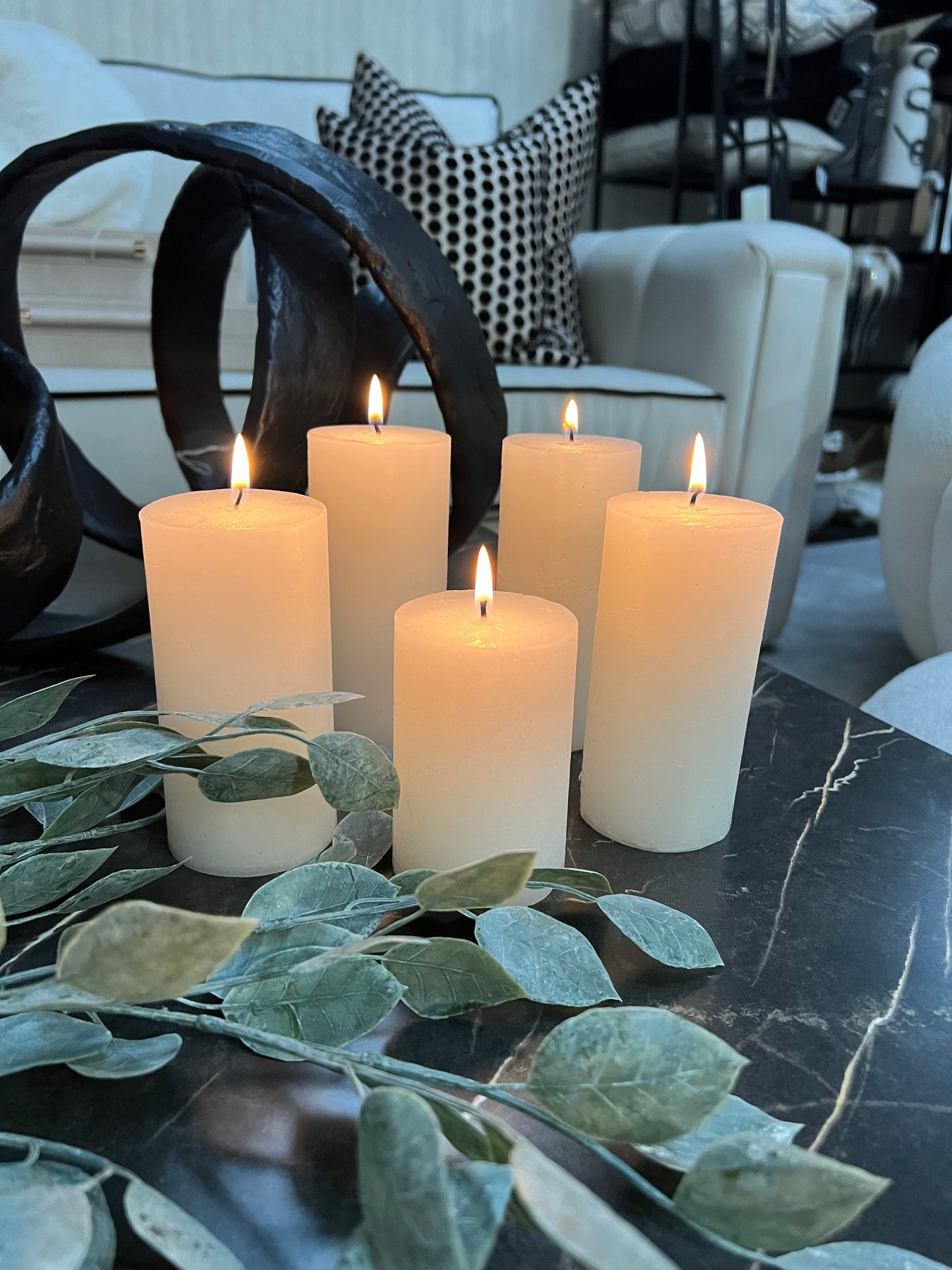Set of 5 White Candles