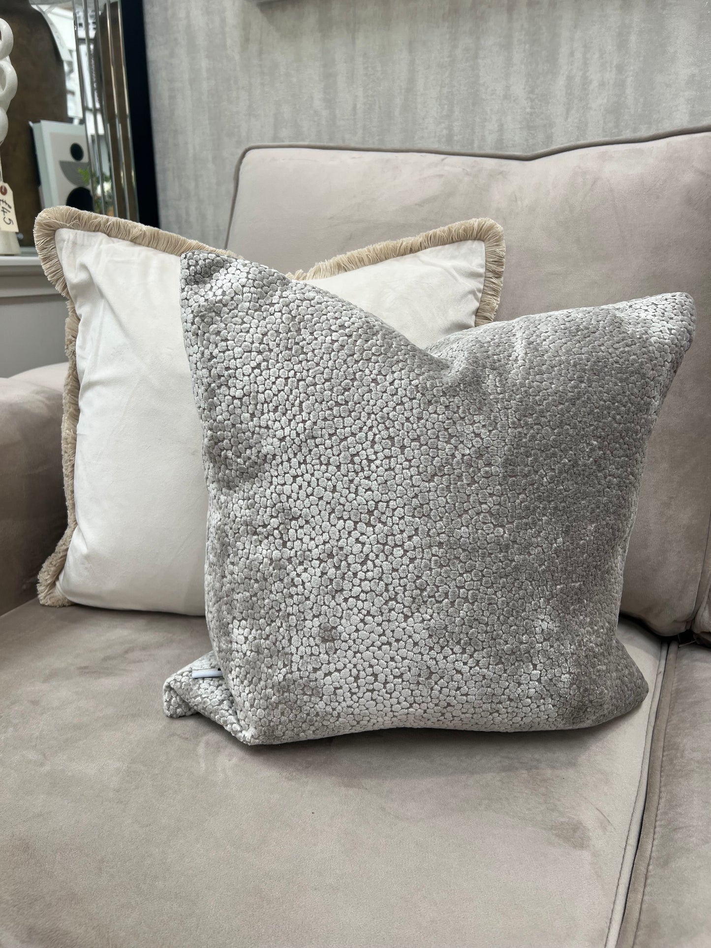 Taupe Bingham Velvet Cushion 16"