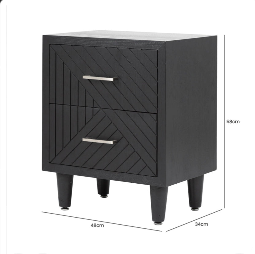 Ebony Black Bevelled Bedside Table