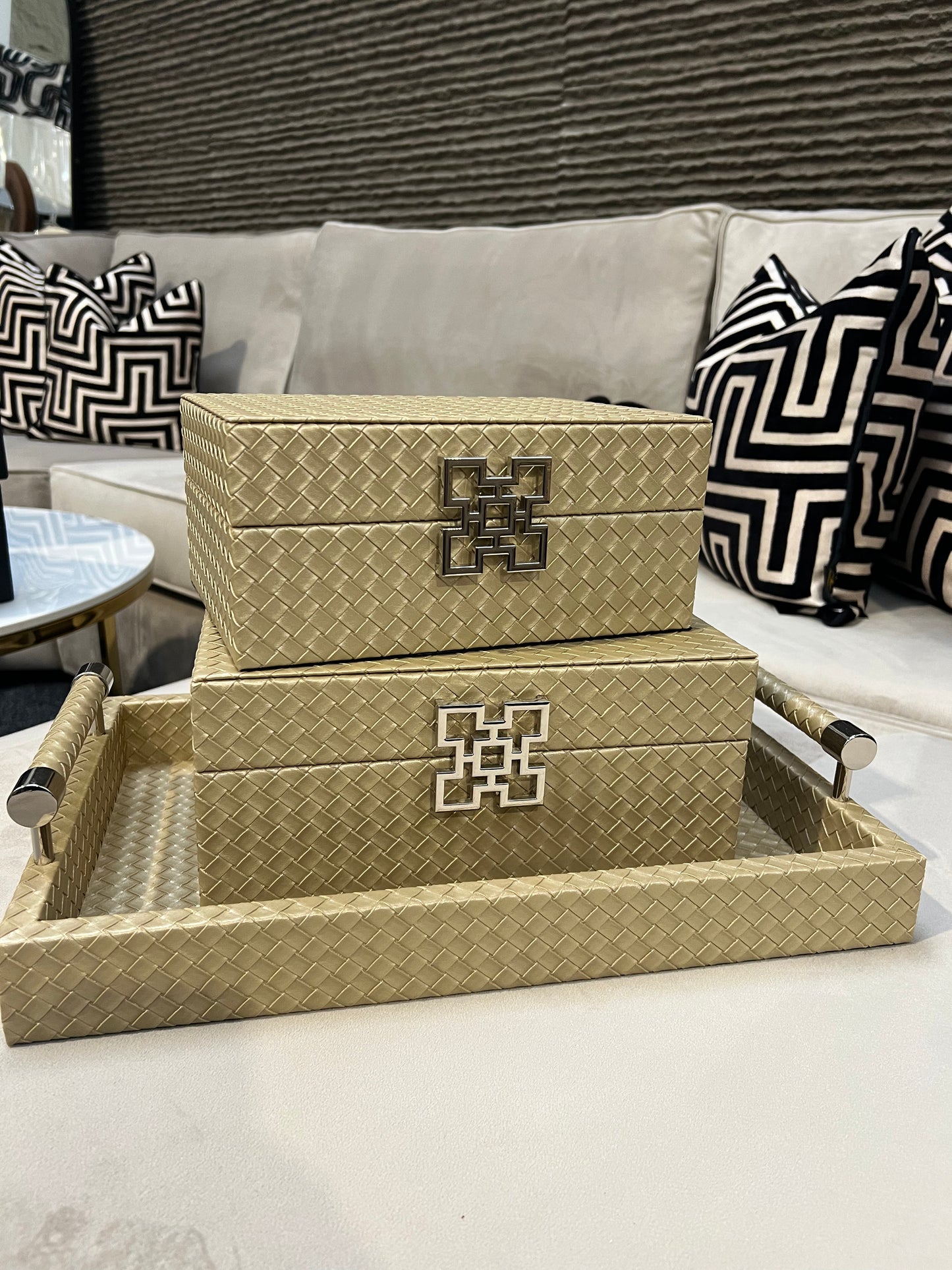 Gold Faux Leather Boxes