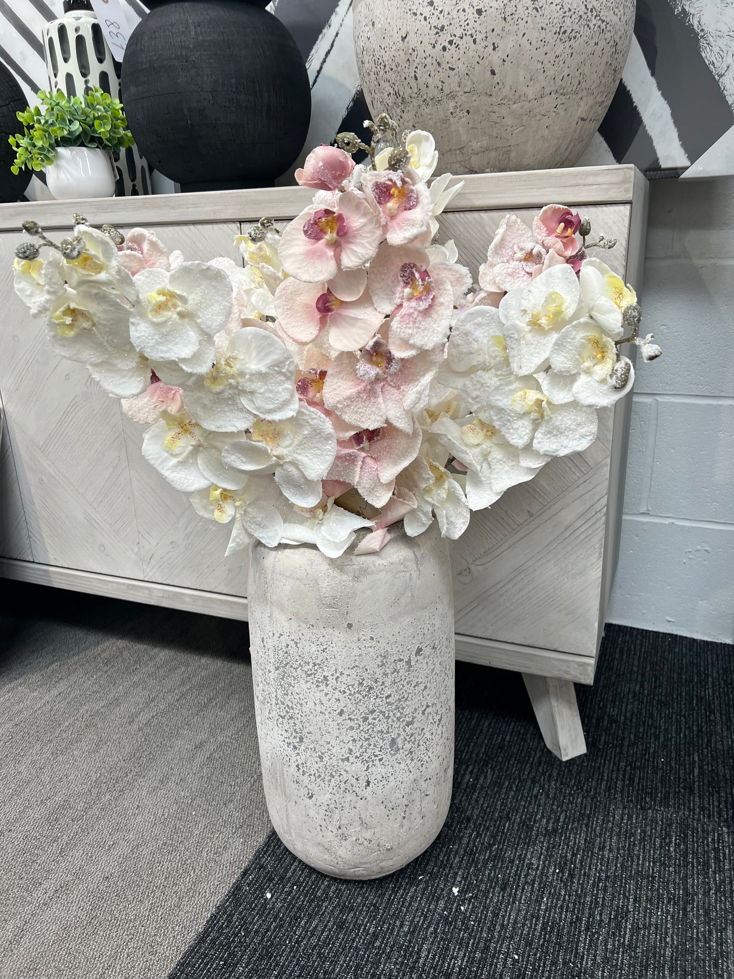 White Orchid Artificial Fiori 100cm Spray