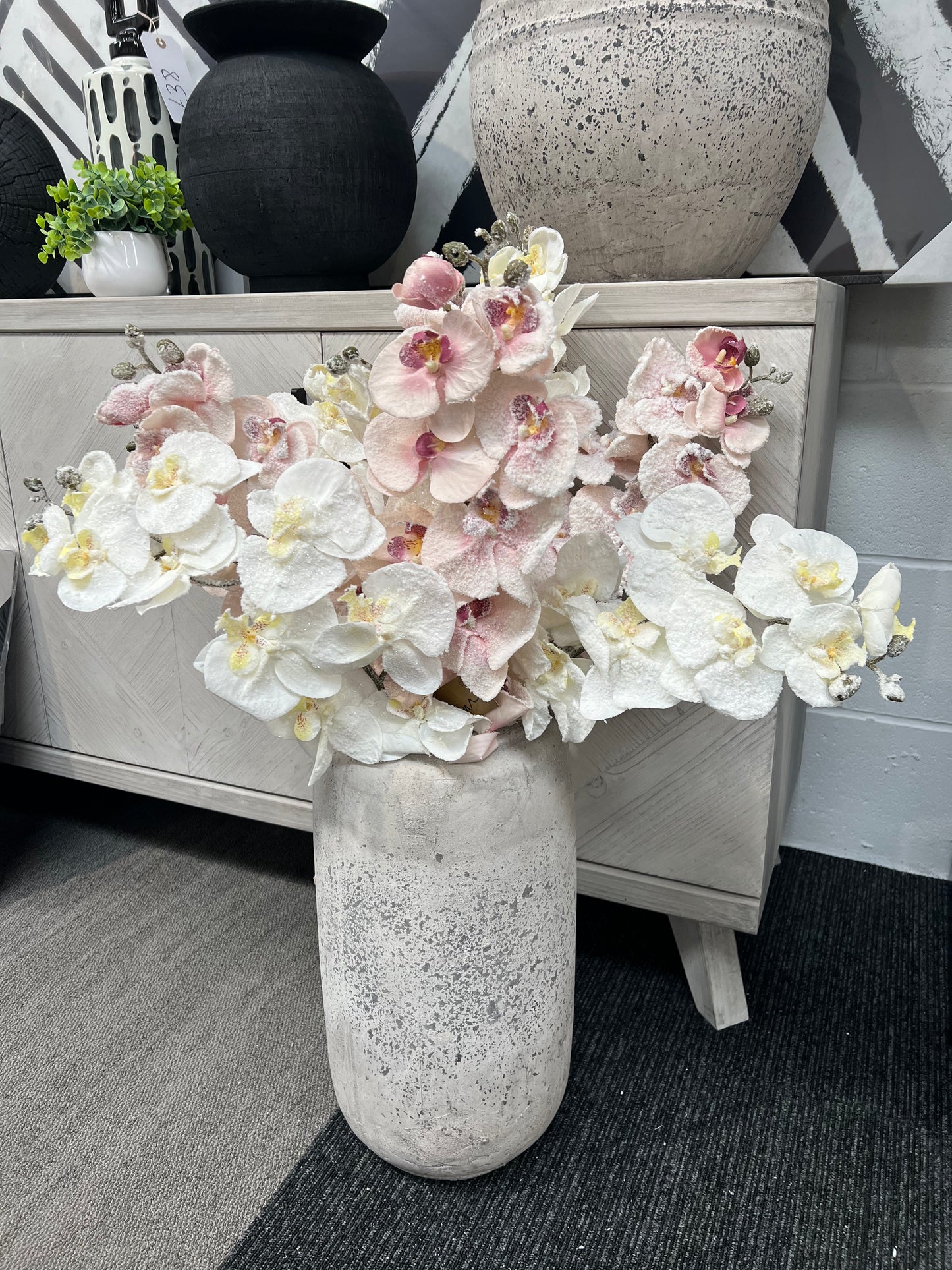 White Orchid Artificial Fiori 100cm Spray