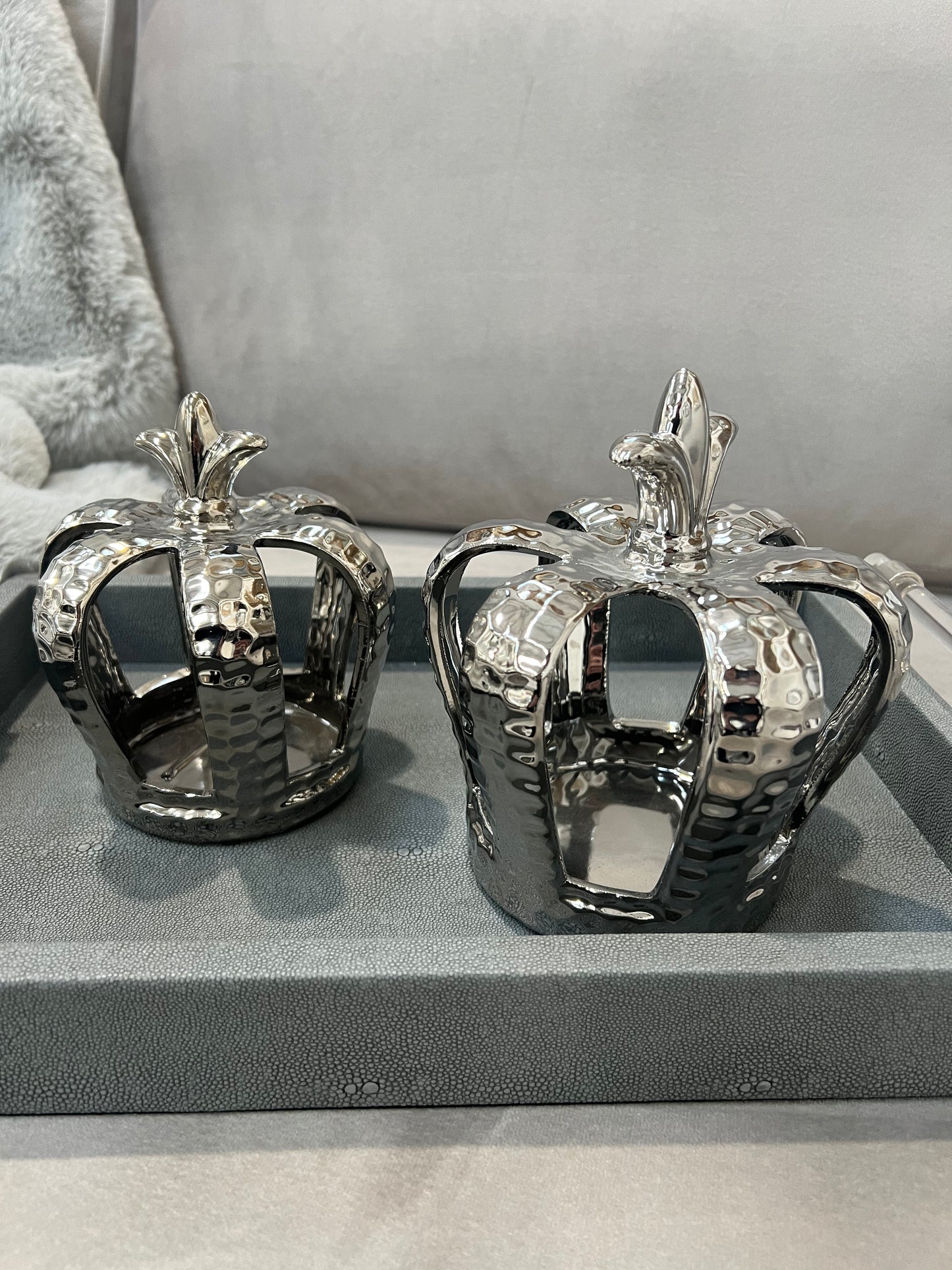 Silver Crown Tea-Light Candle Holders