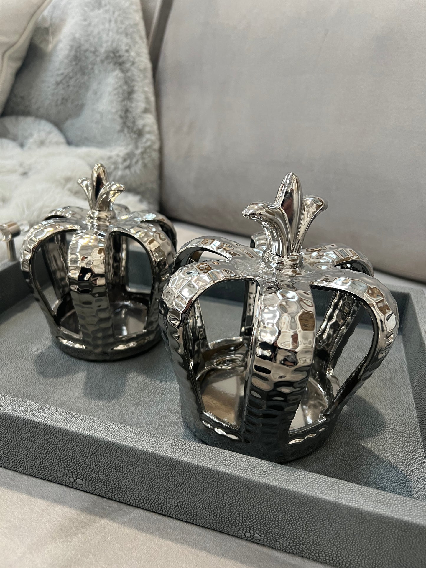 Silver Crown Tea-Light Candle Holders