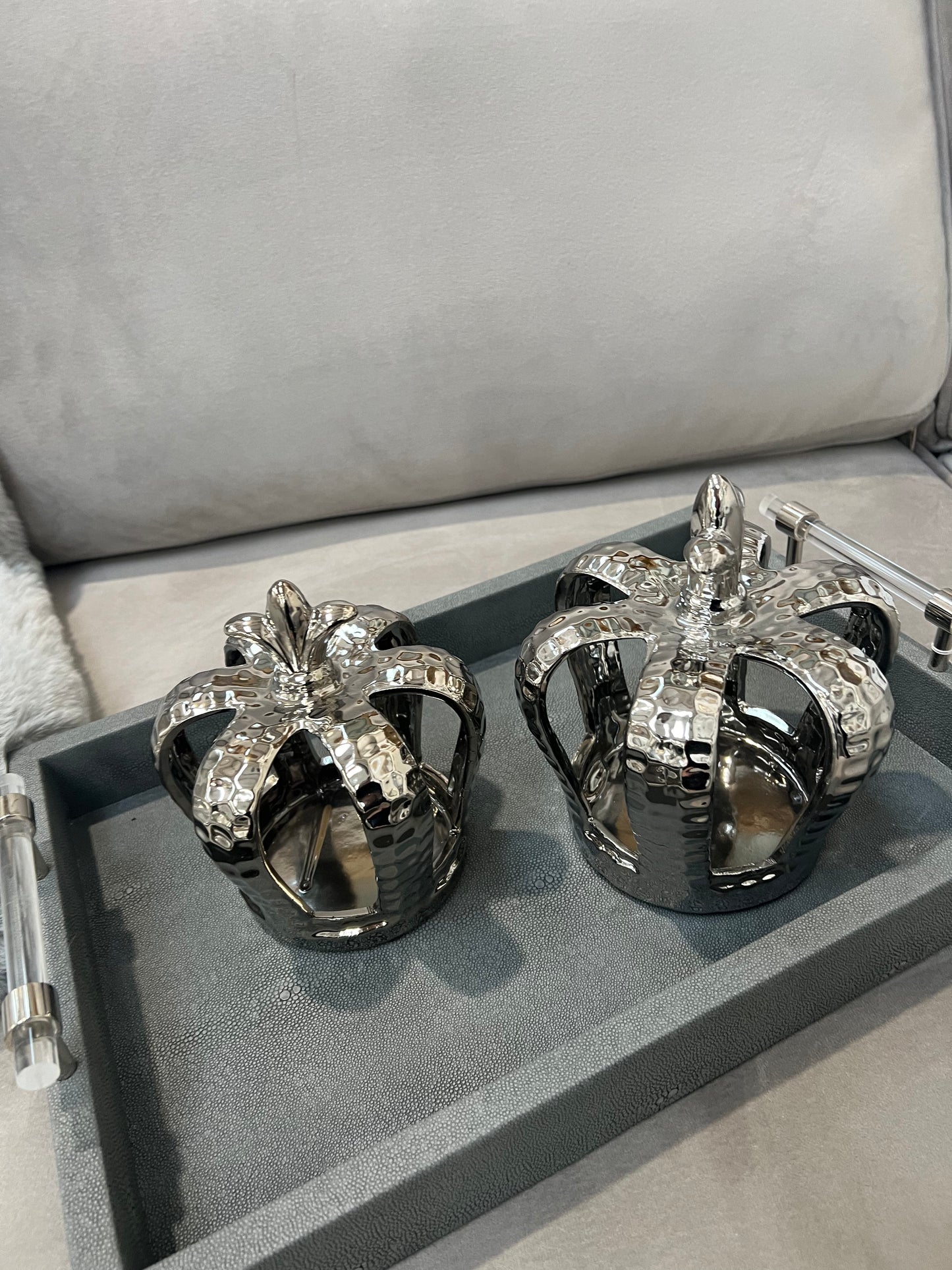 Silver Crown Tea-Light Candle Holders