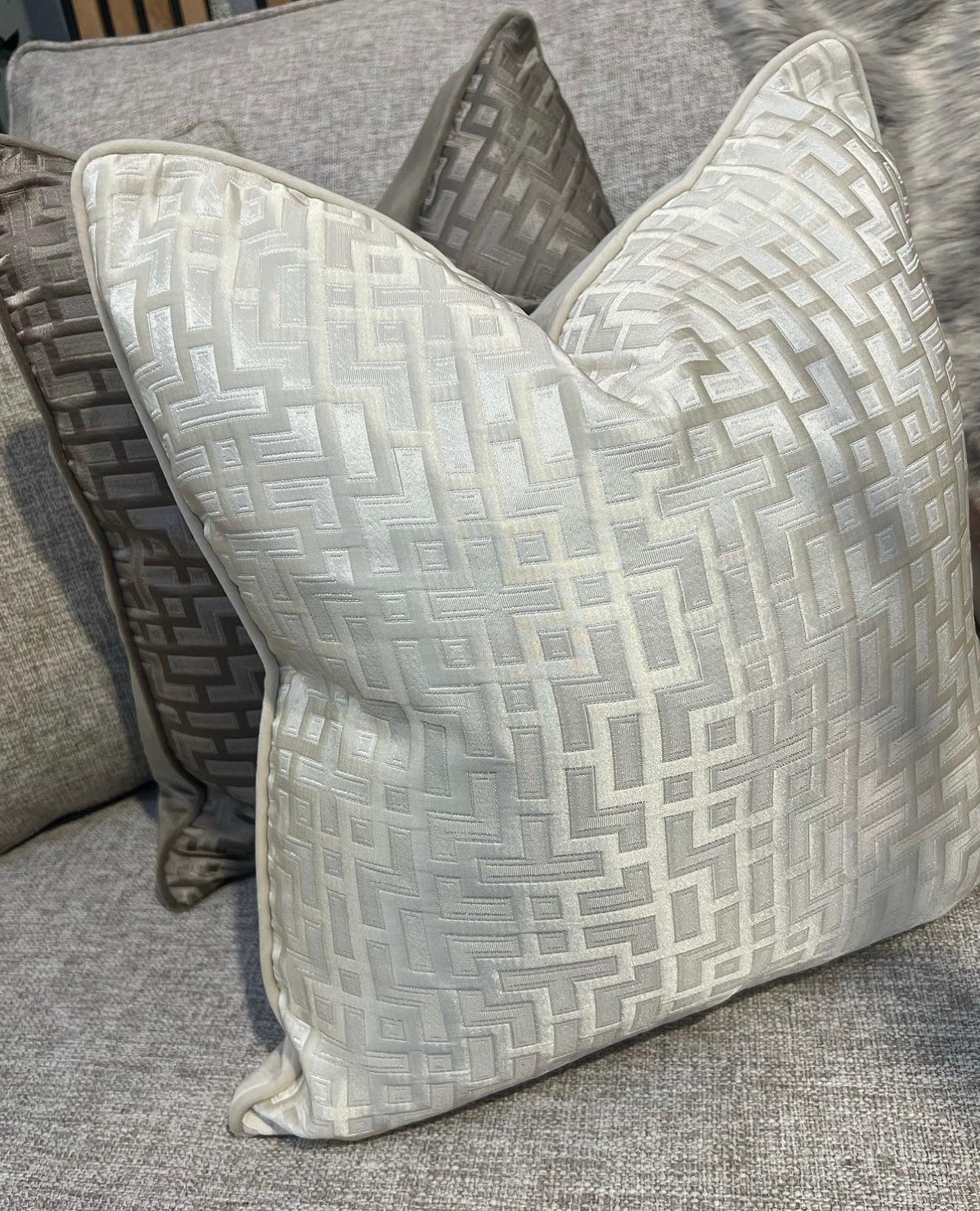 Cream Geo Cushion 17"