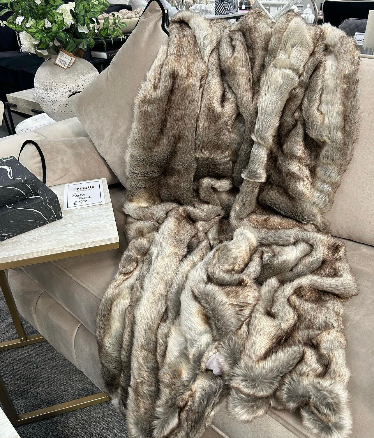 Taupe Faux Fur Throw Unique Home Interiors