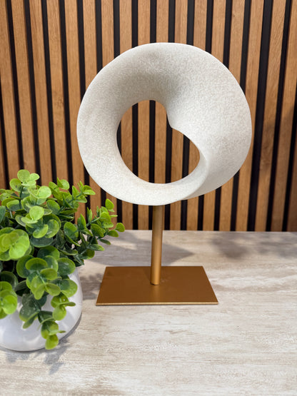 White Resin Twisted Hoop on Stand