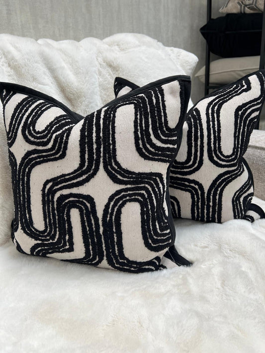 Black & White Abstract Cushion 18"