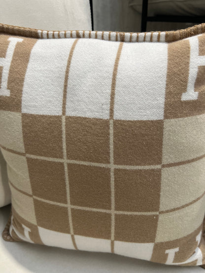 Luxury H Pillow - Beige Plaid