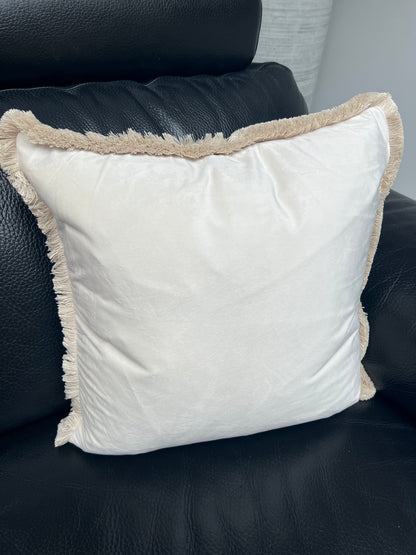 Ivory Fringed Cushion