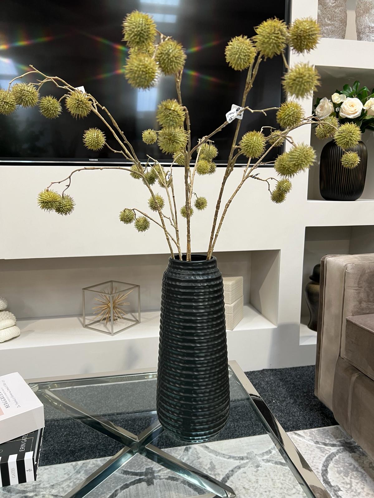 35cm Matte Black Ceramic Vase