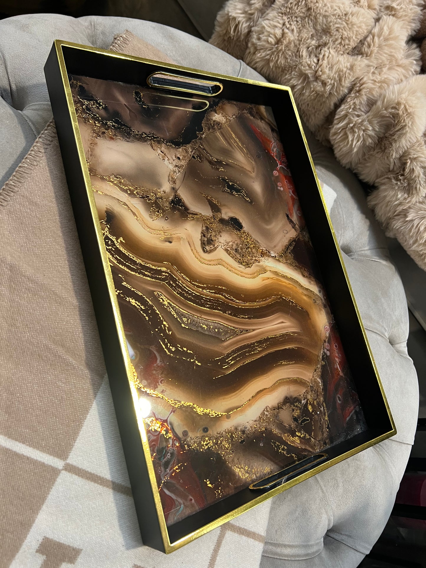 Gold Glass Marble Tray