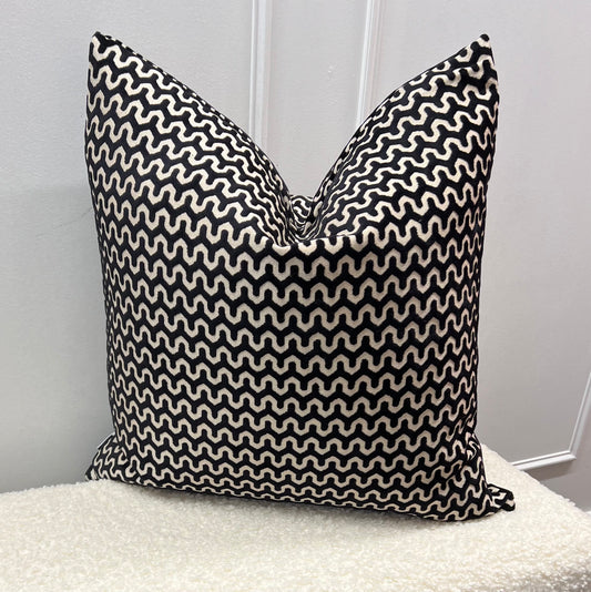 Black & Gold Wave Cushion 22”