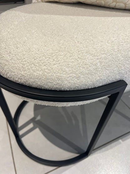 White Boucle Bench 80cm